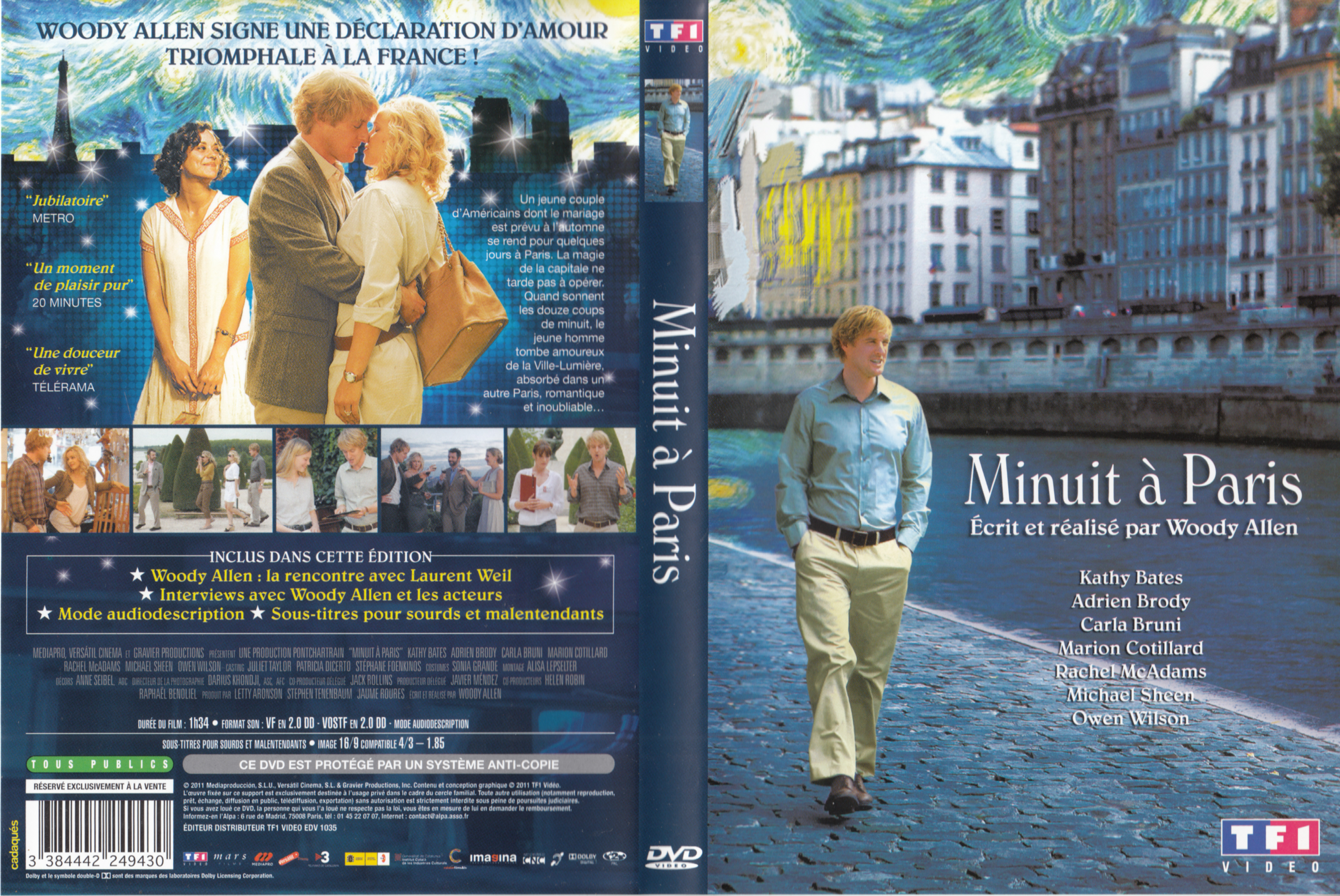 Jaquette DVD Minuit  Paris v2