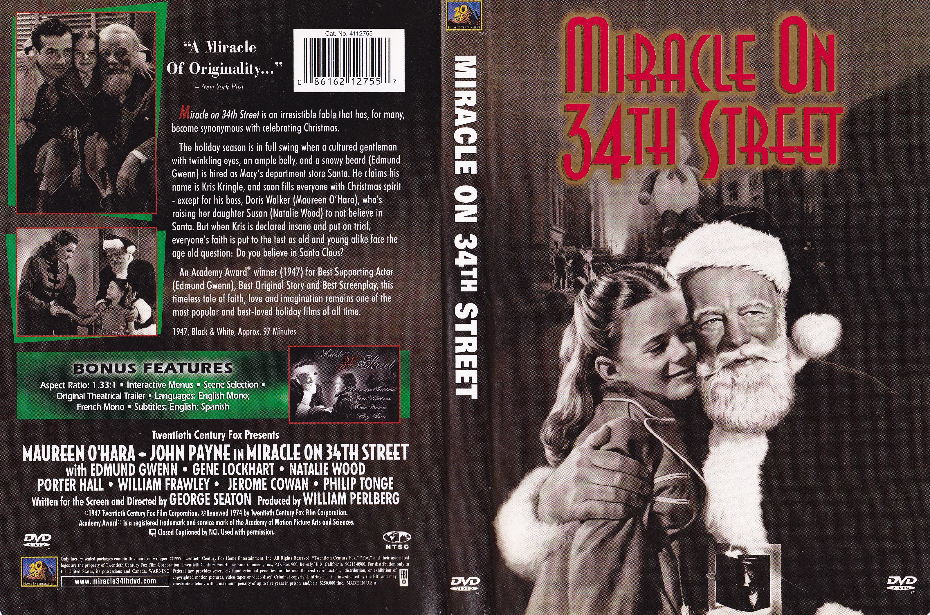 Jaquette DVD Miracle on 34th street - Miracle sur la 34 me rue (1943) (Canadienne)