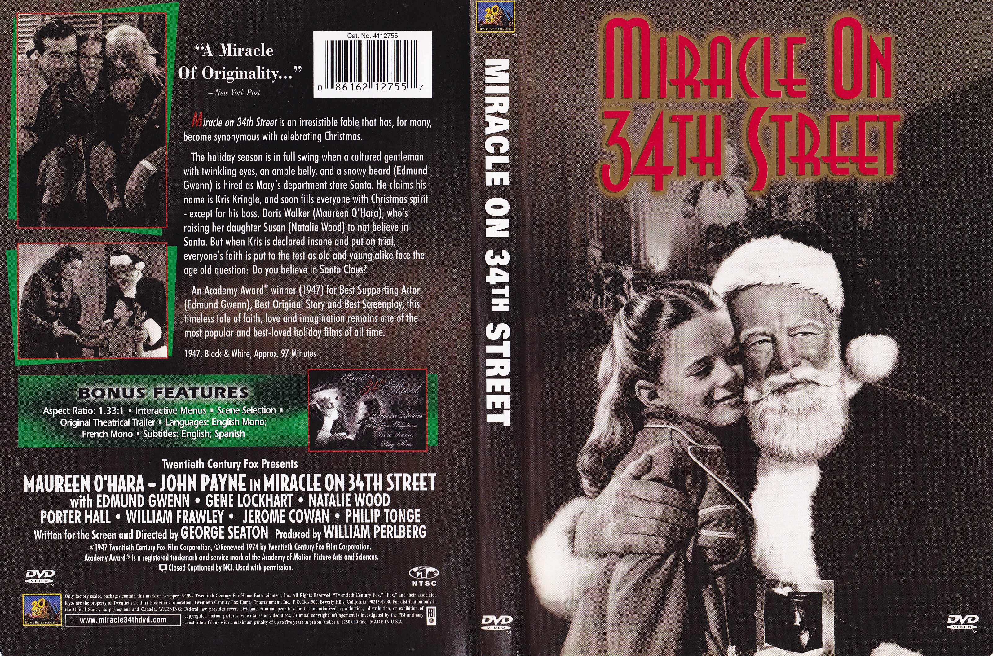 Jaquette DVD Miracle on 34th street - Miracle sur la 34 me rue (1943) (Canadienne)