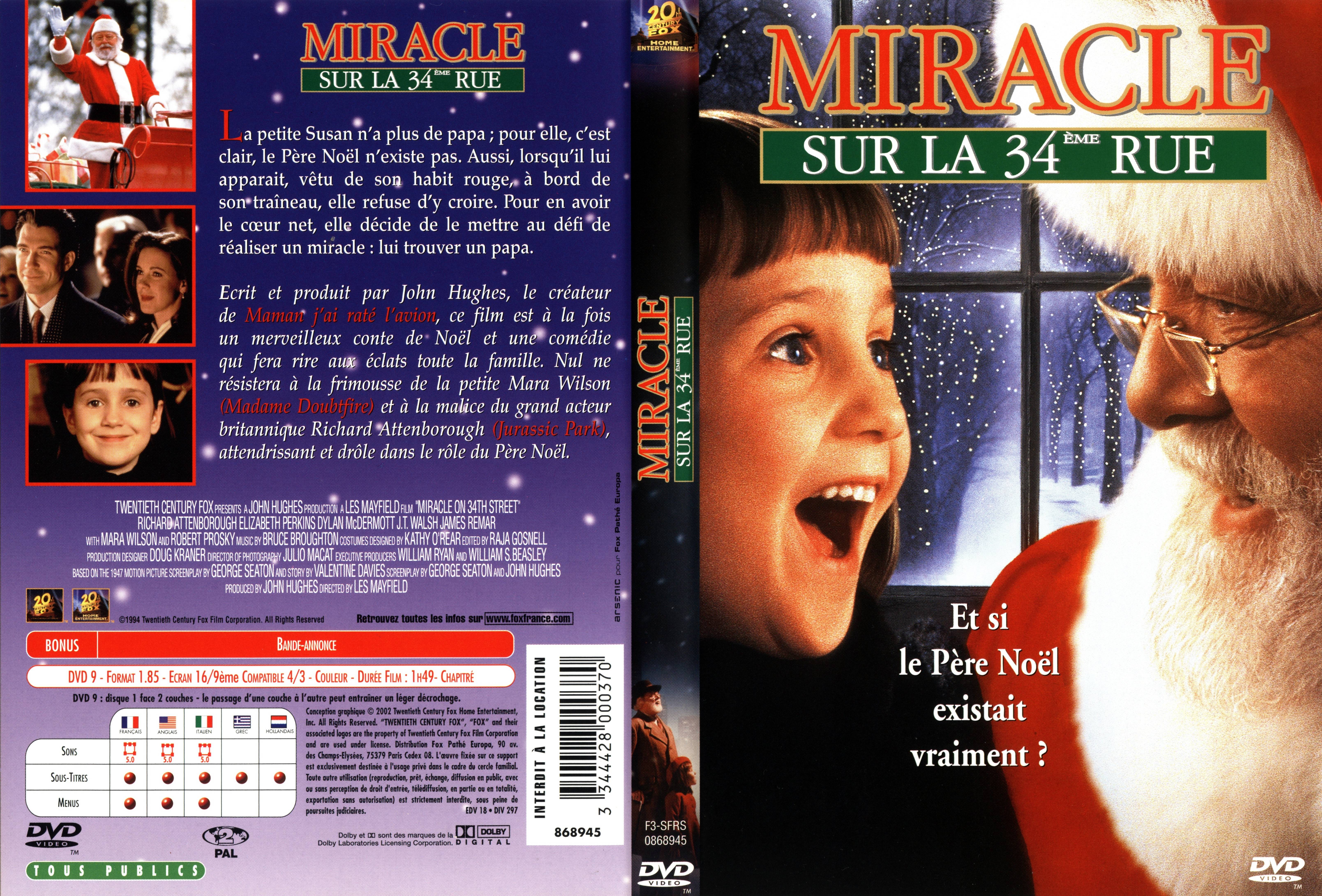 Jaquette DVD Miracle sur la 34 eme rue