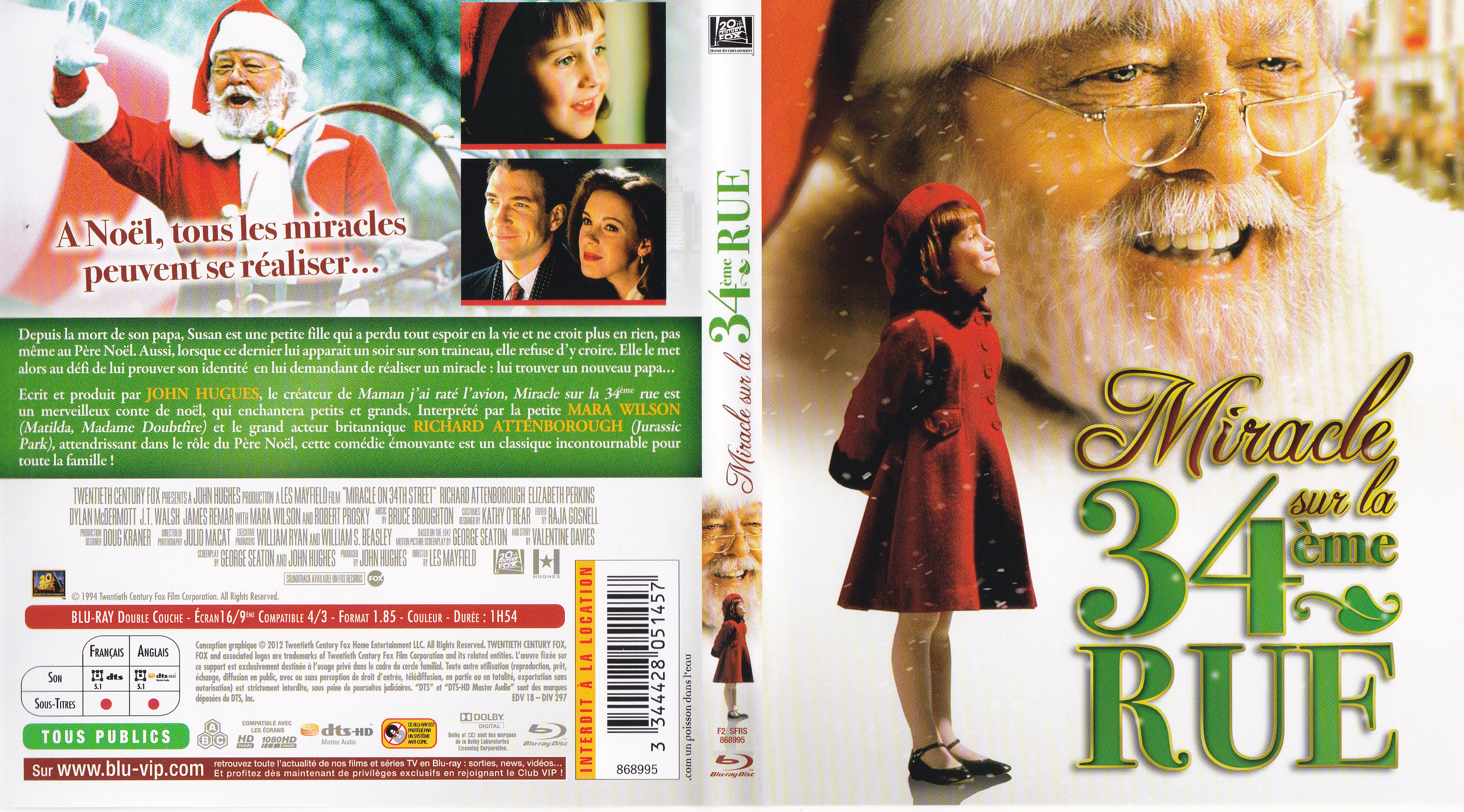 Jaquette DVD Miracle sur la 34 me rue (1994) (BLU-RAY)