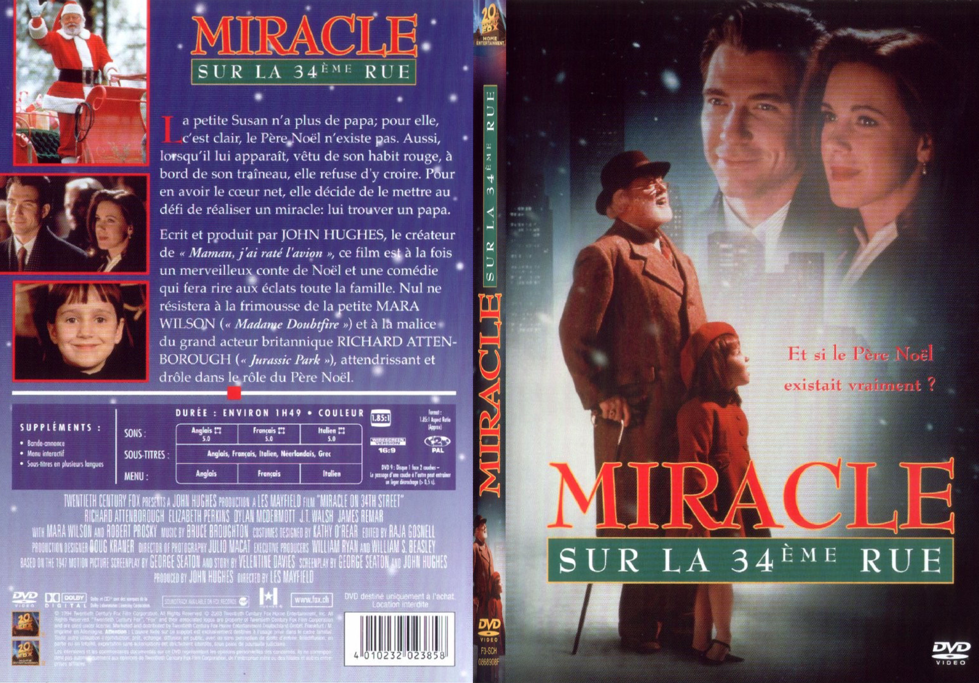 Jaquette DVD Miracle sur la 34 me rue (1994) - SLIM