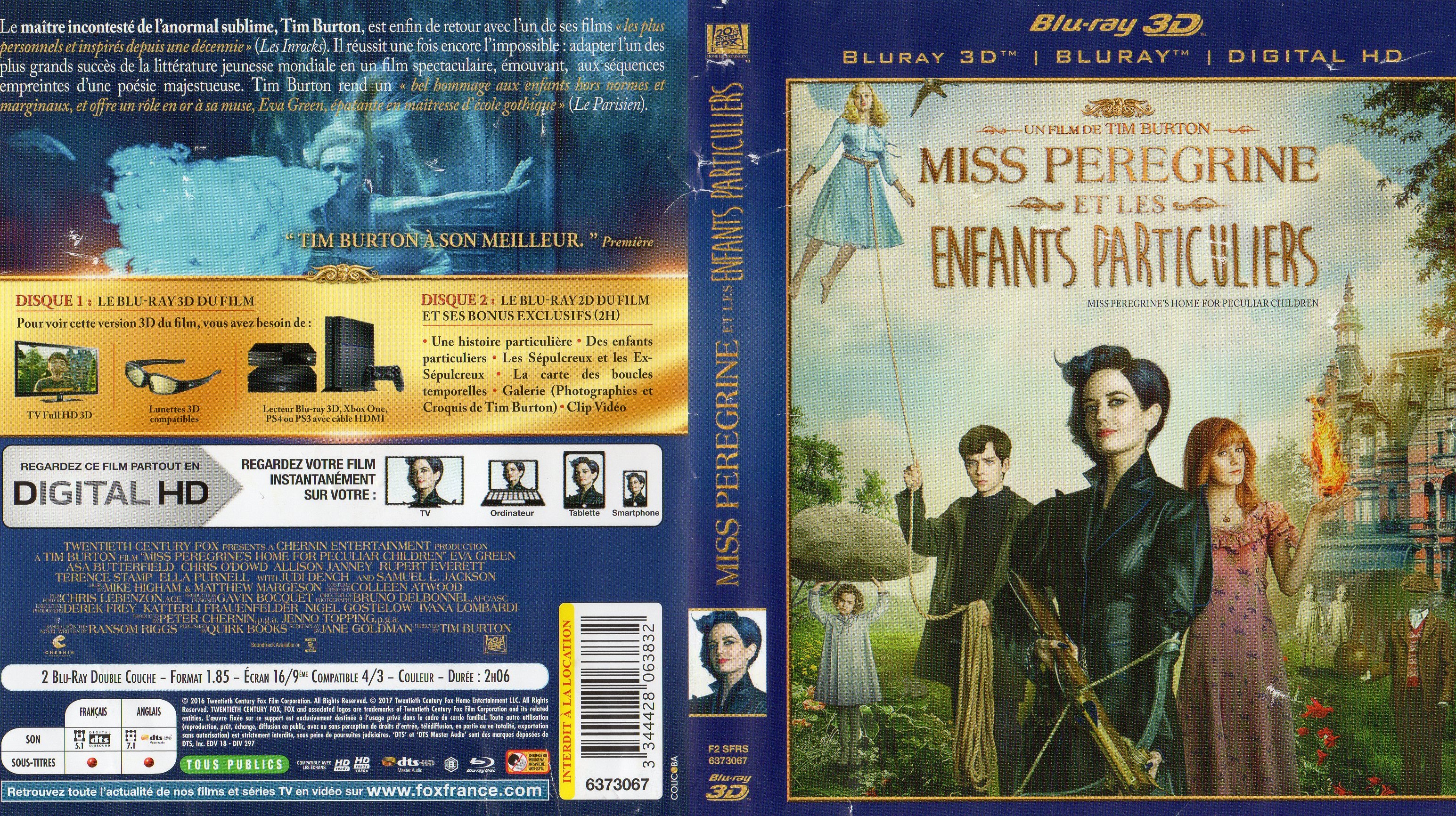 Jaquette DVD Miss Peregrine et les enfants particuliers 3D (BLU-RAY)