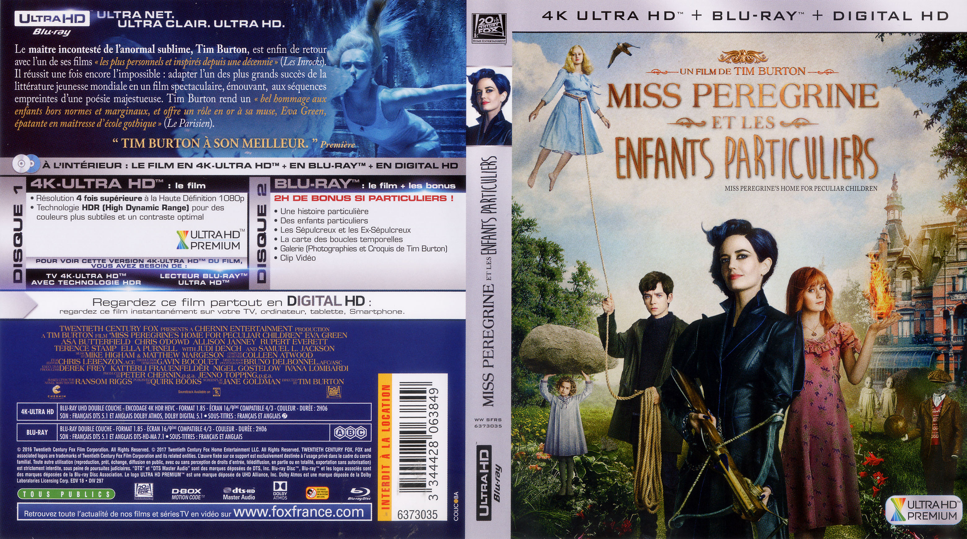 Jaquette DVD Miss Peregrine et les enfants particuliers 4K (BLU-RAY)