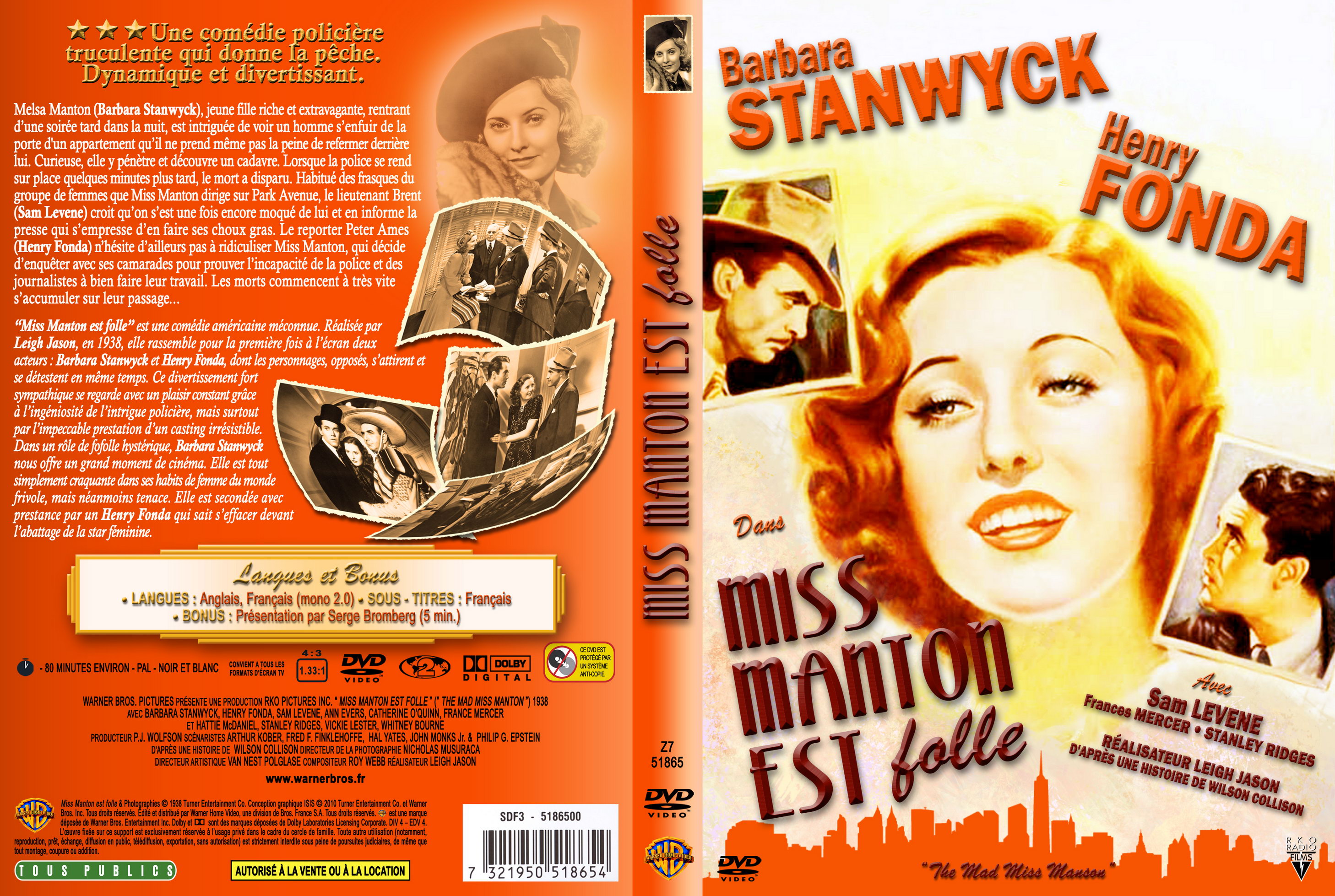 Jaquette DVD Miss manton est folle custom