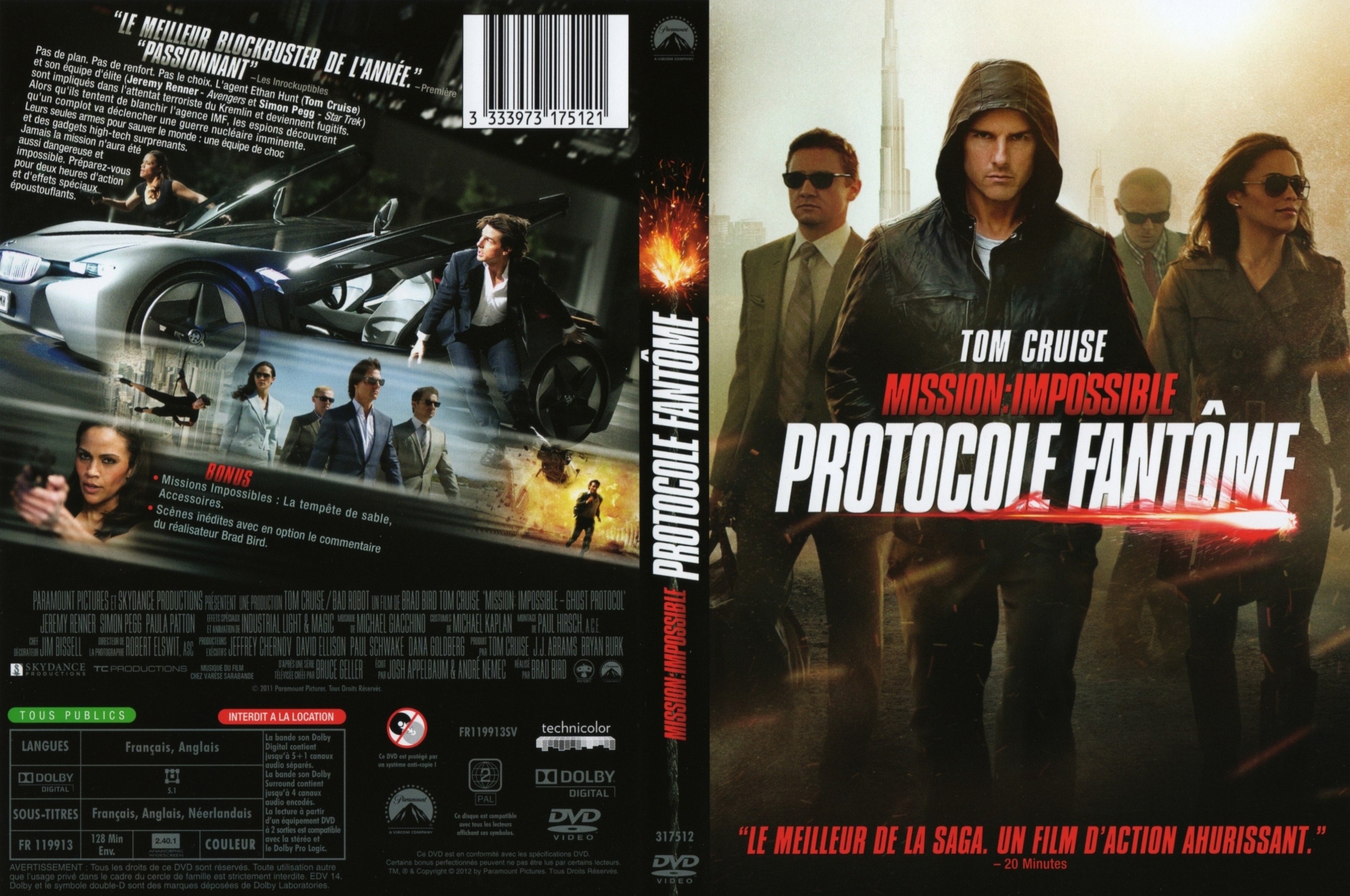 Jaquette DVD Mission Impossible Protocole fantme