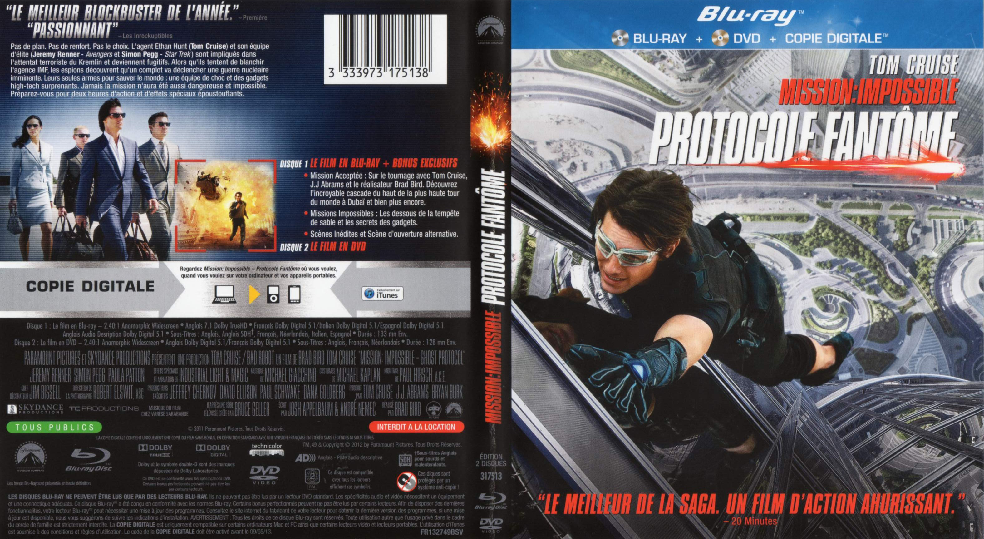 Jaquette DVD Mission Impossible Protocole fantme (BLU-RAY)