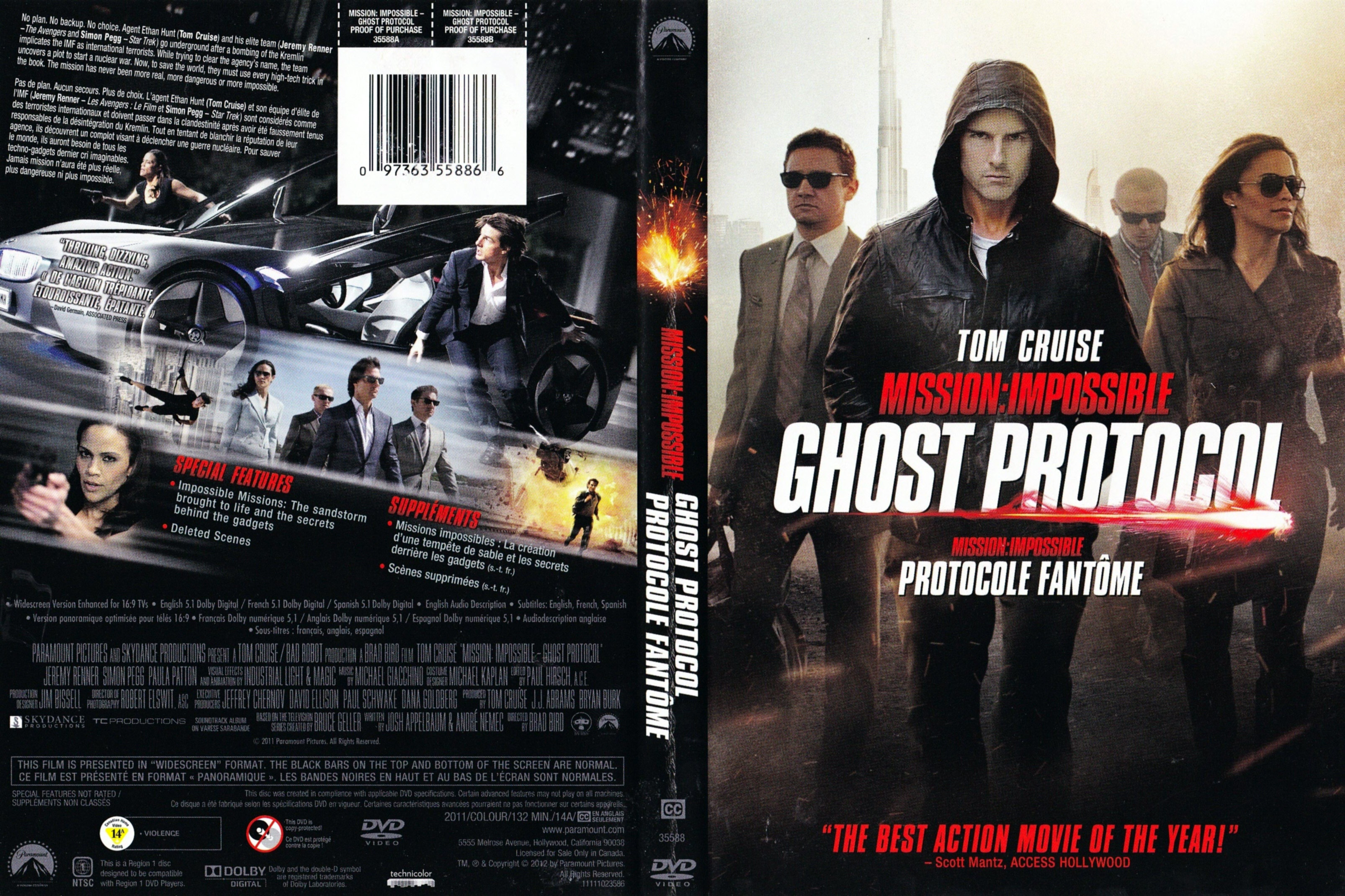 Jaquette DVD Mission Impossible Protocole fantme (Canadienne)