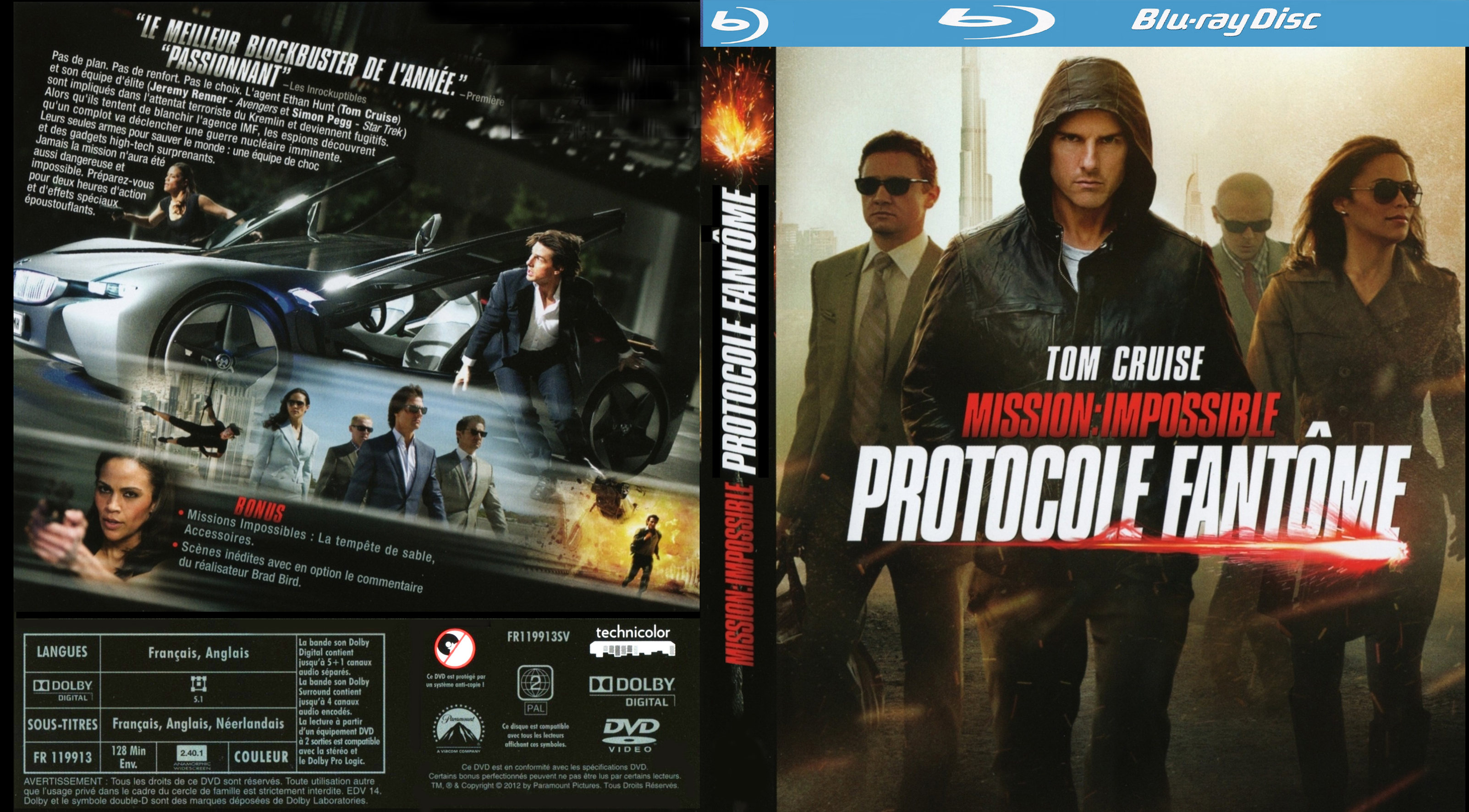 Jaquette DVD Mission Impossible Protocole fantme custom (BLU-RAY)