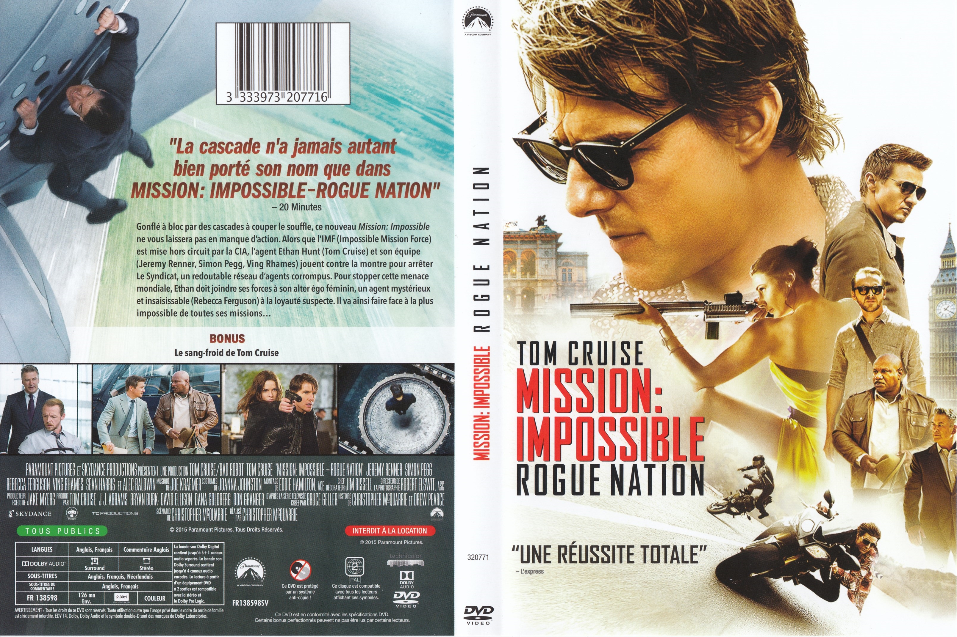 Jaquette DVD Mission : Impossible Rogue Nation