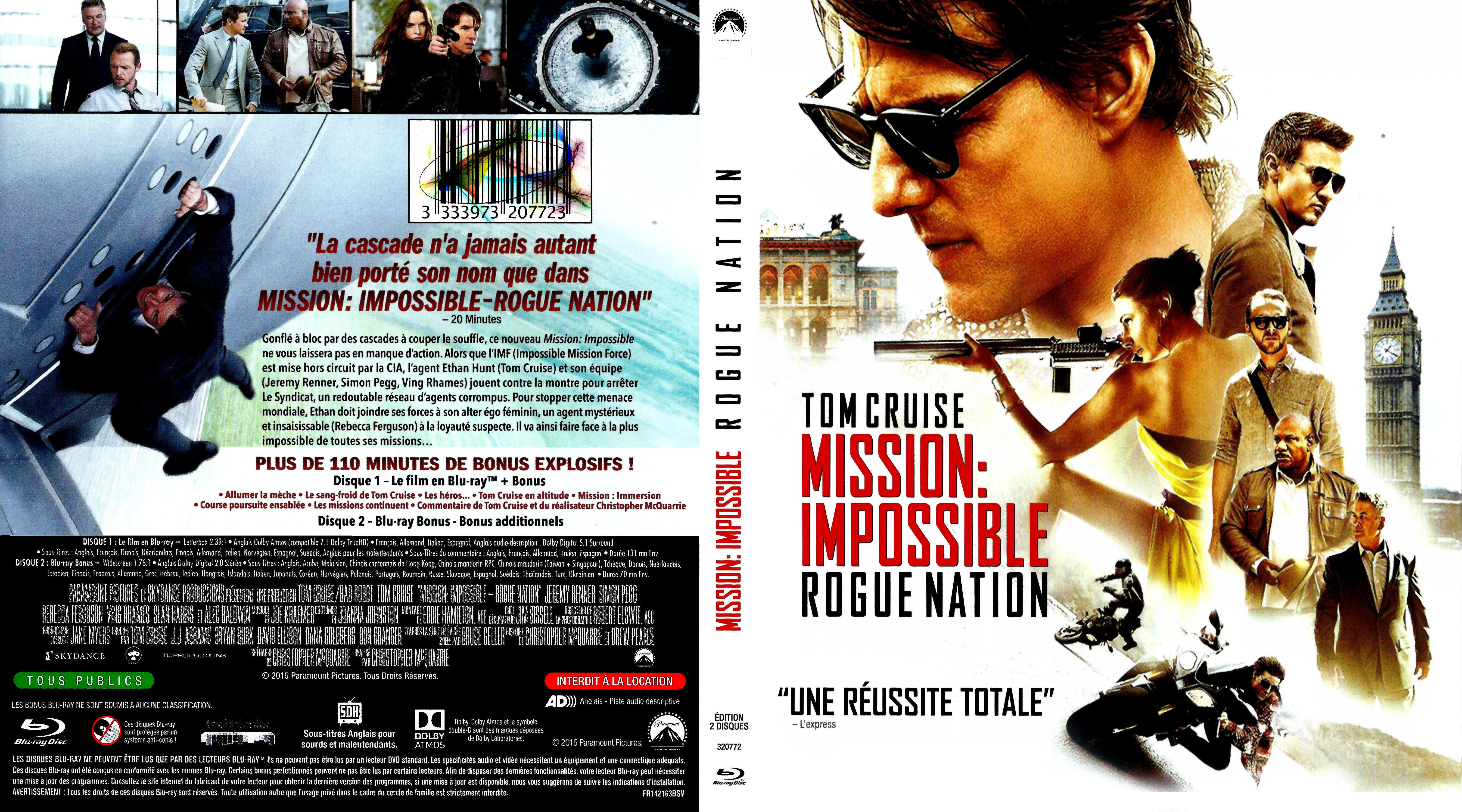 Jaquette DVD Mission : Impossible Rogue Nation (BLU-RAY)