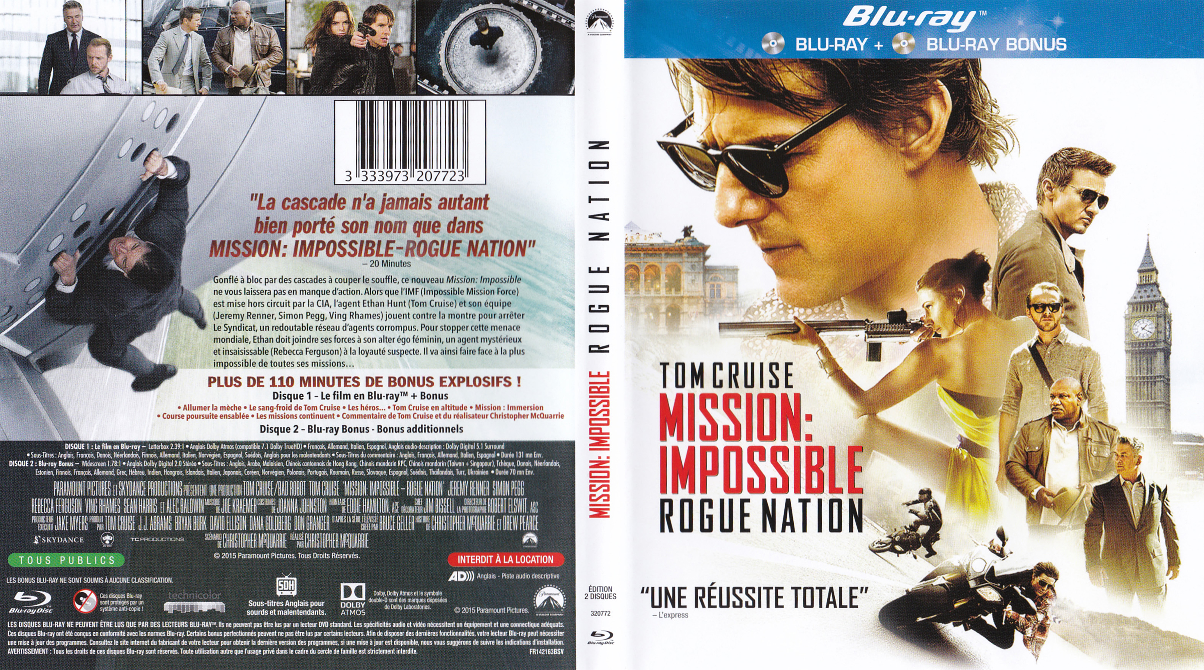 Jaquette DVD Mission : Impossible Rogue Nation (BLU-RAY) v2