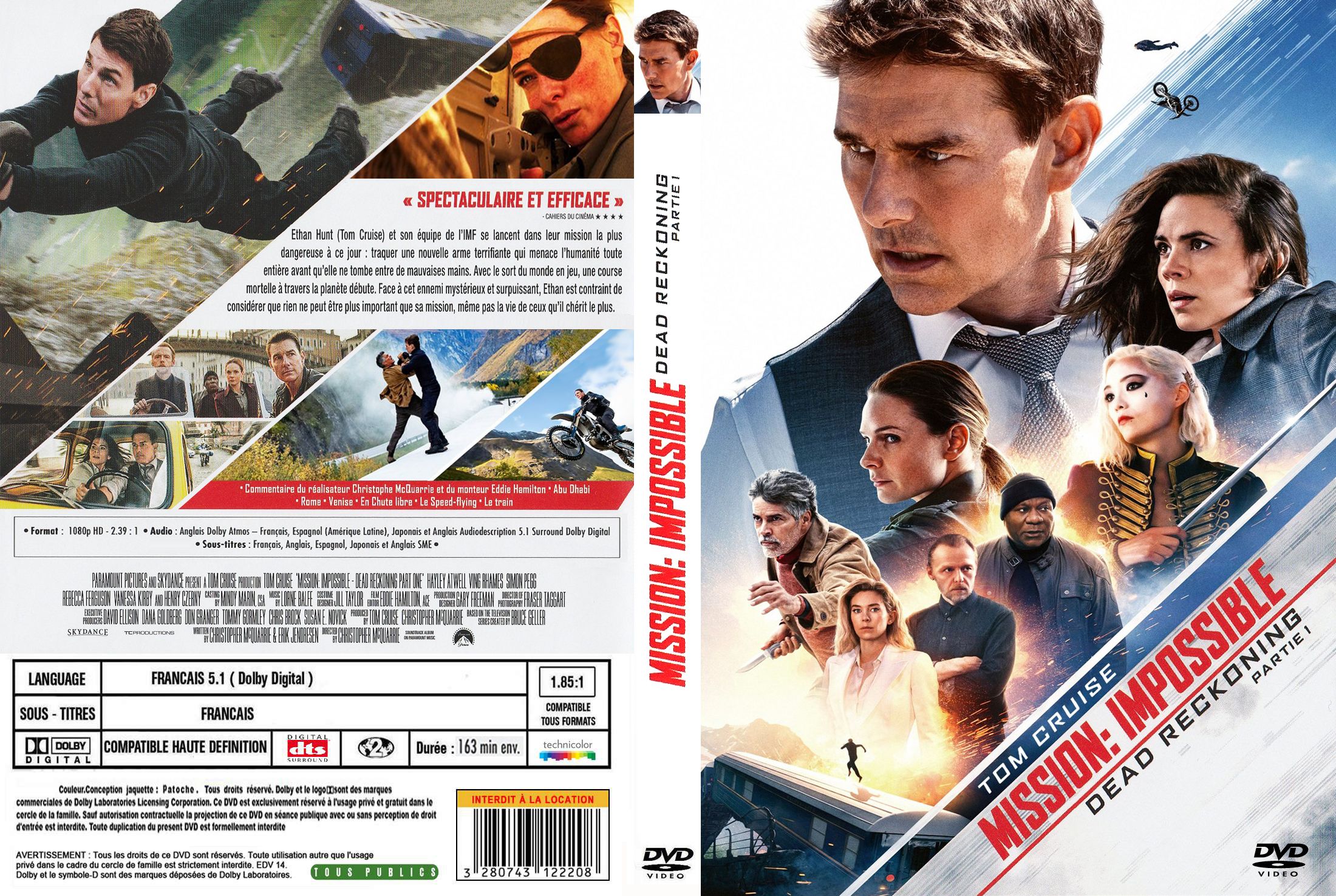 Jaquette DVD Mission impossible Dead Reckoning Partie 1 custom