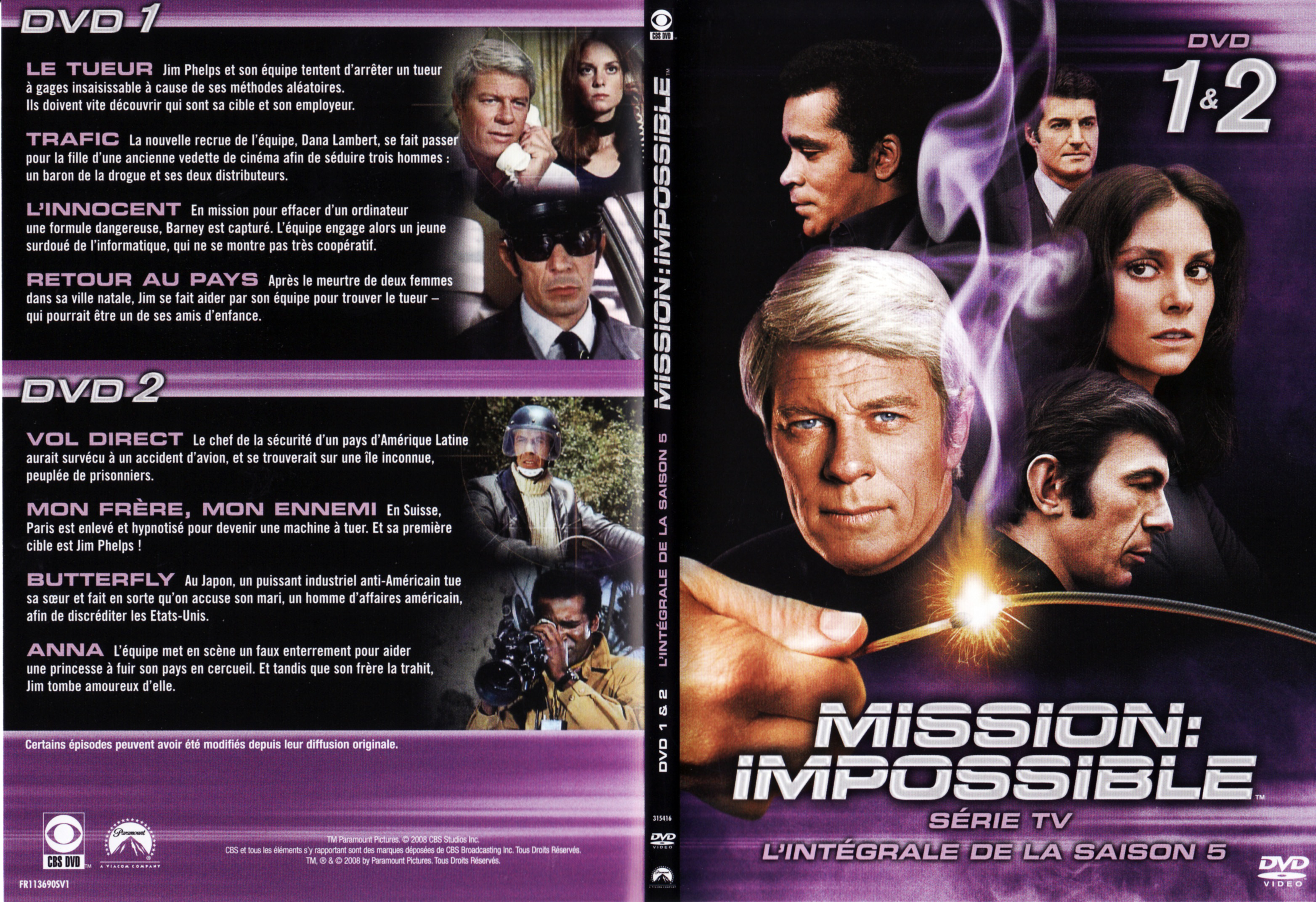Jaquette DVD Mission impossible Saison 5 DVD 1
