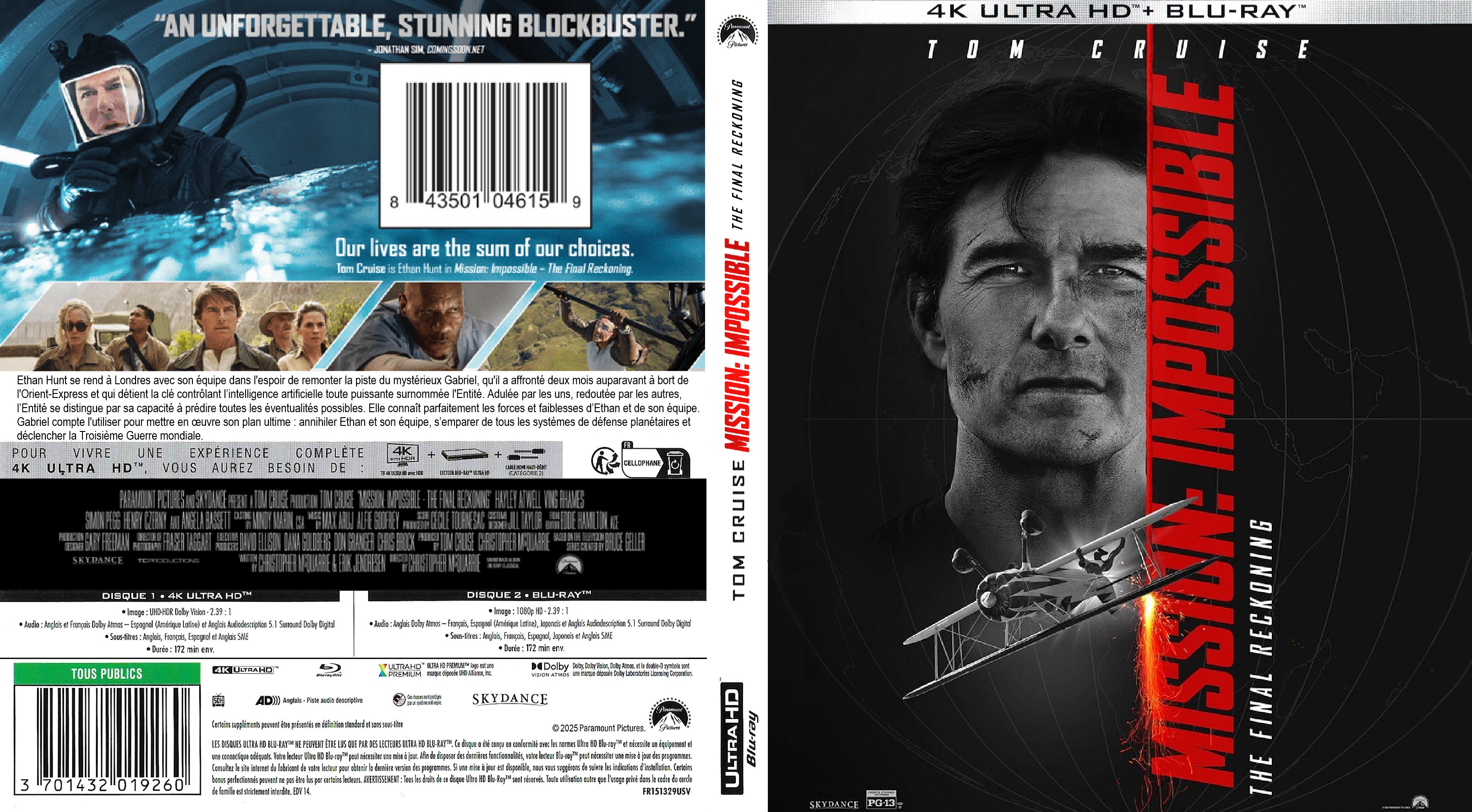 Jaquette DVD Mission impossible The Final Reckoning 4K custom (BLU-RAY)