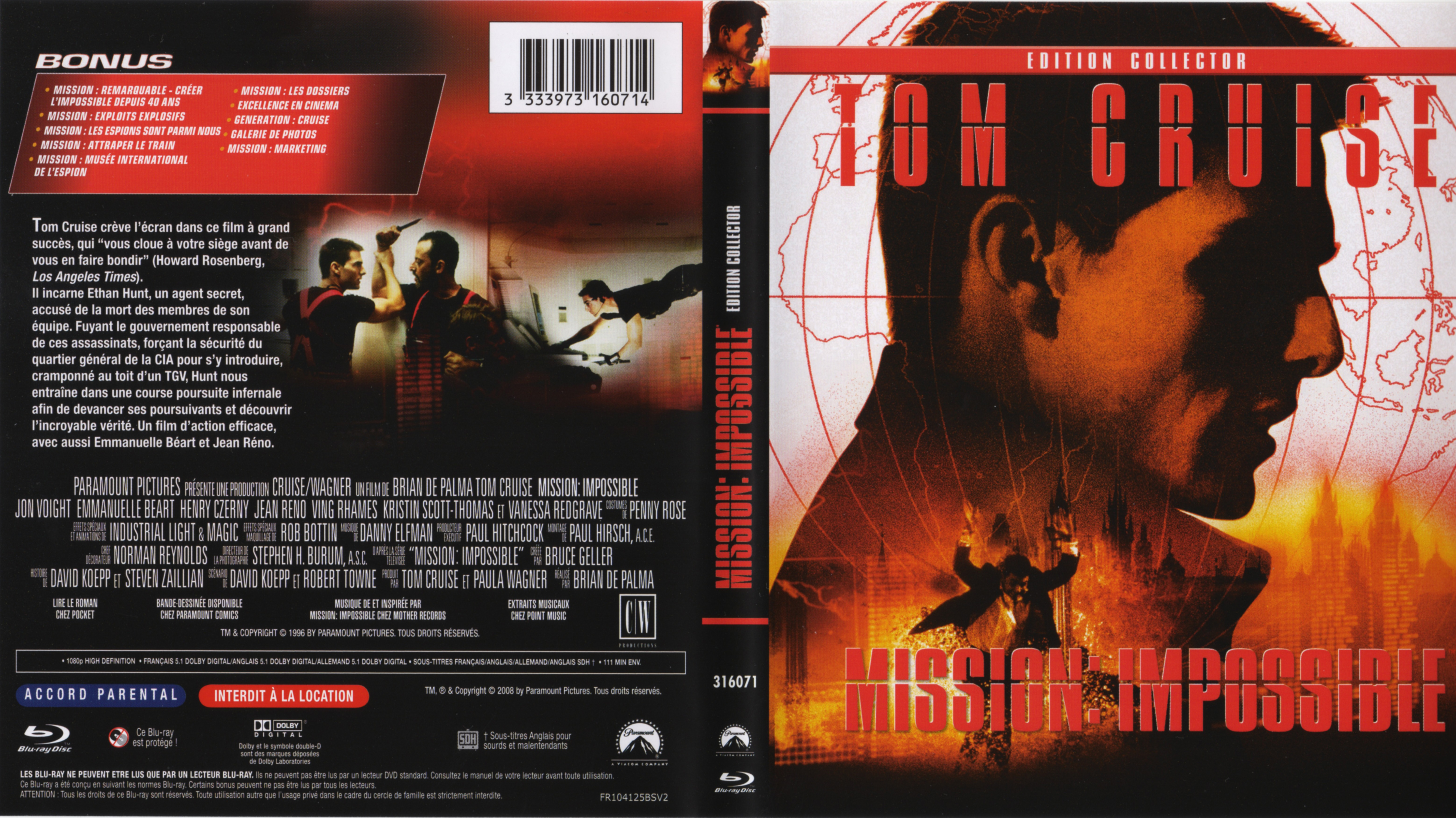 Jaquette Dvd De Mission Impossible Blu Ray Cinéma Passion 