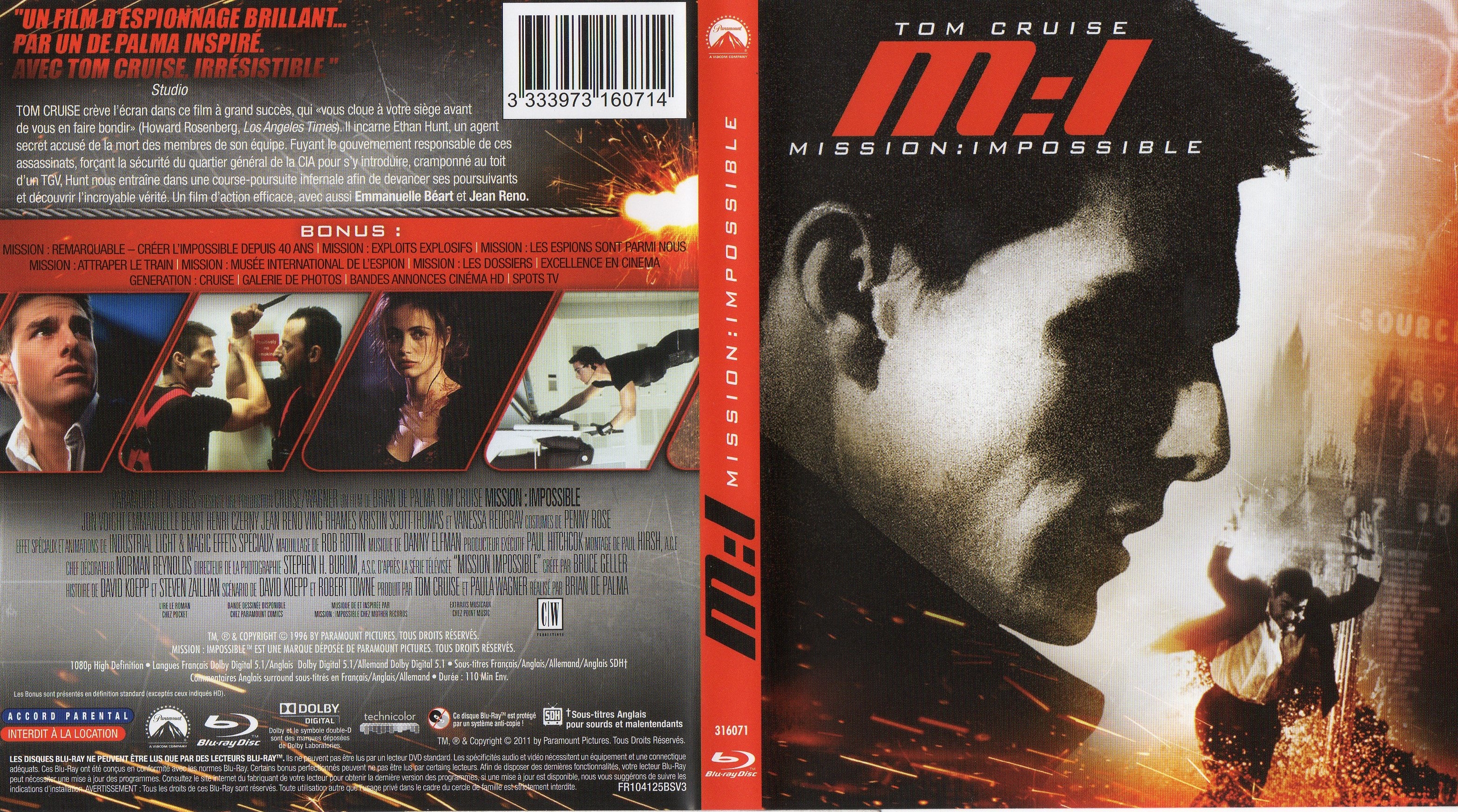 Jaquette DVD Mission impossible (BLU-RAY) v2