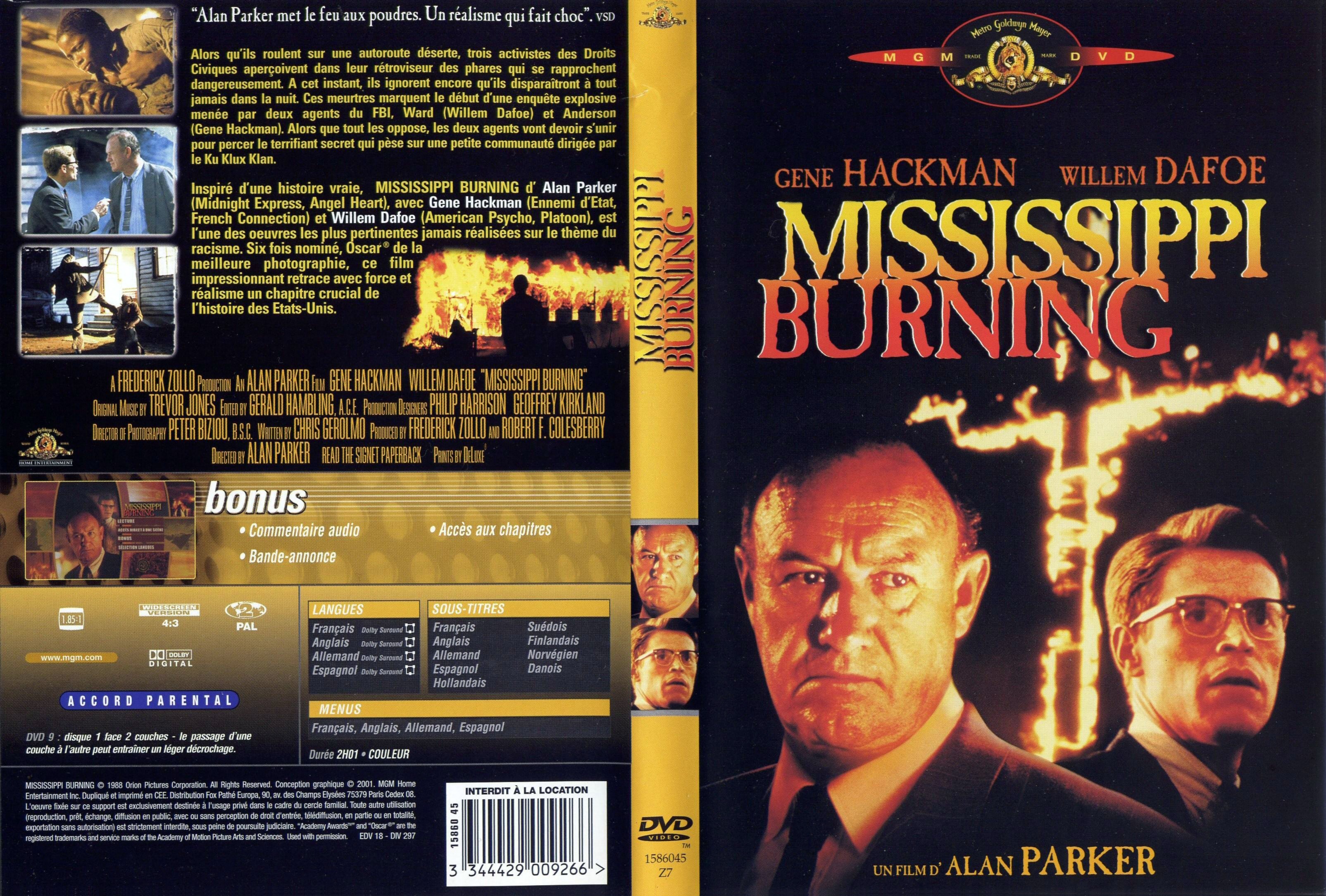 Jaquette DVD Mississippi burning