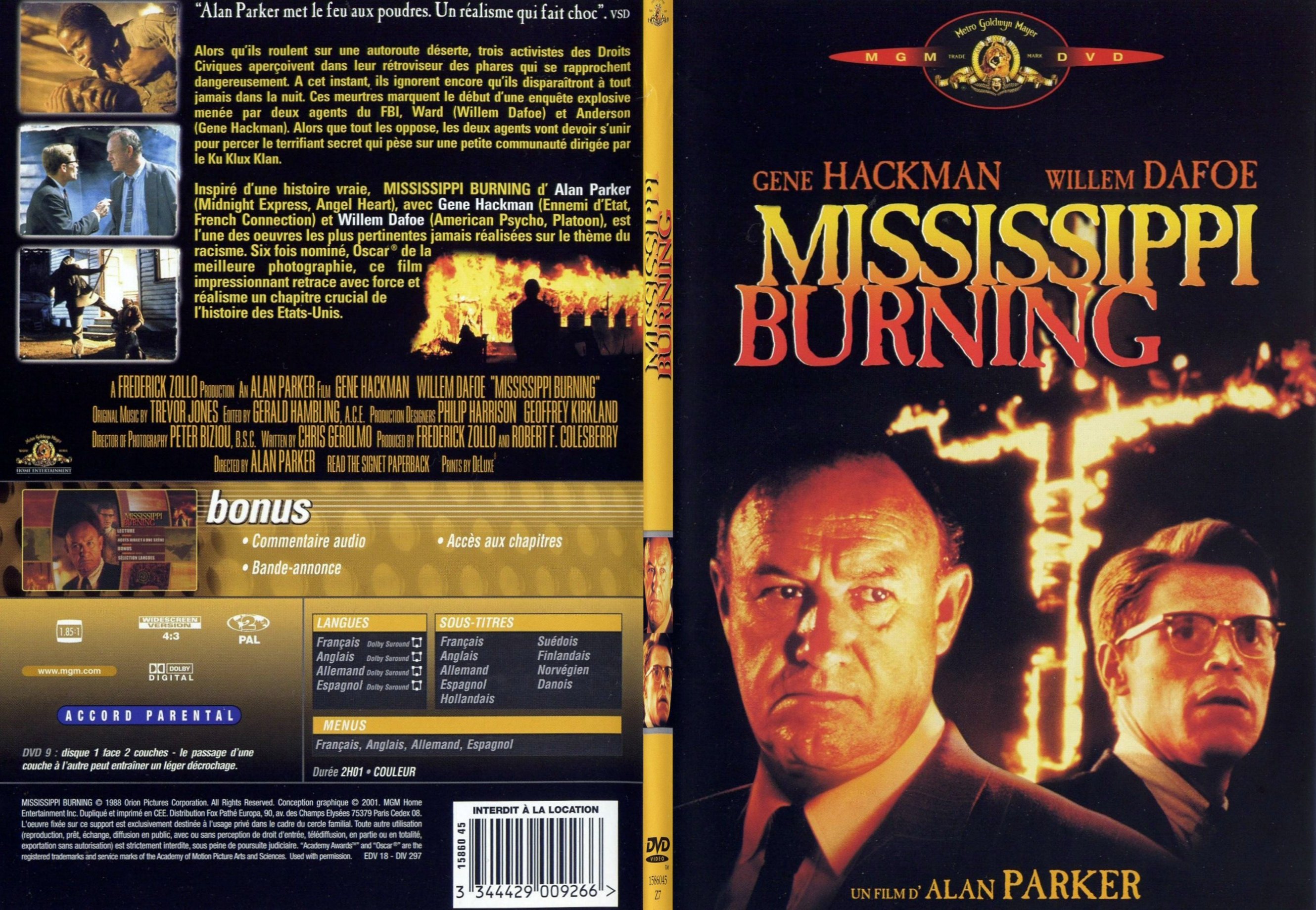 Jaquette DVD Mississippi burning - SLIM