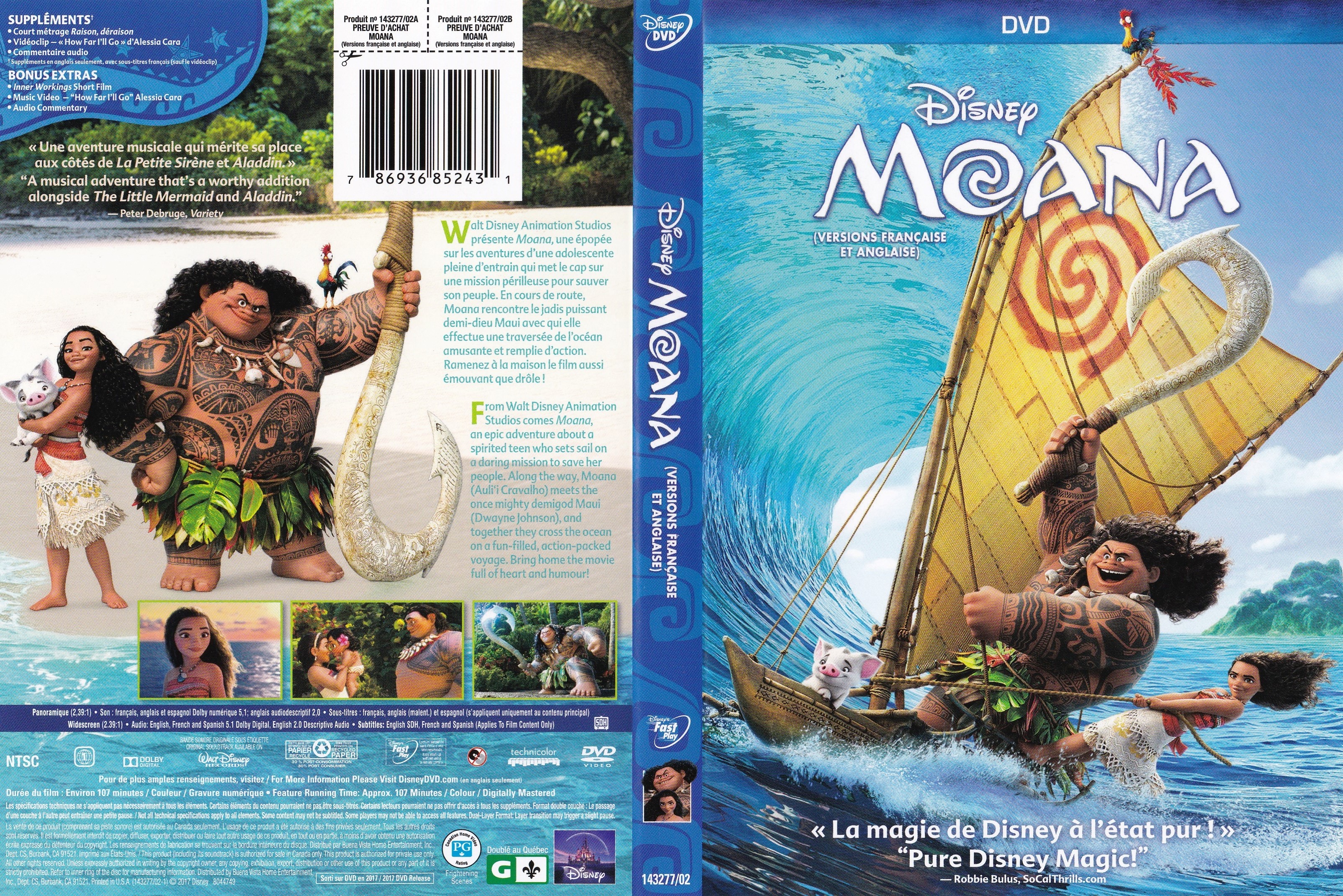 Jaquette DVD Moana (canadienne)