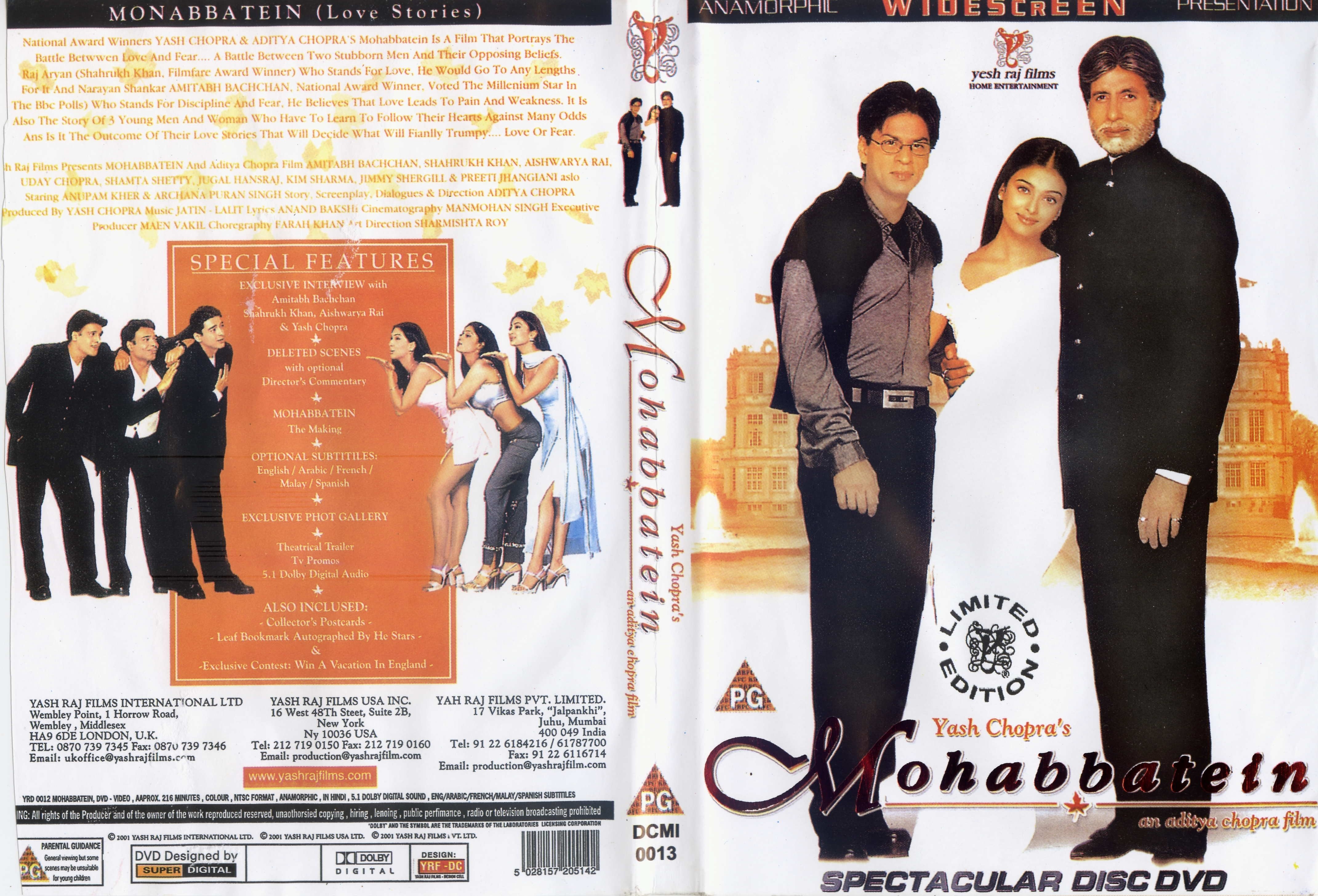 Jaquette DVD Mohabbatein Zone 1