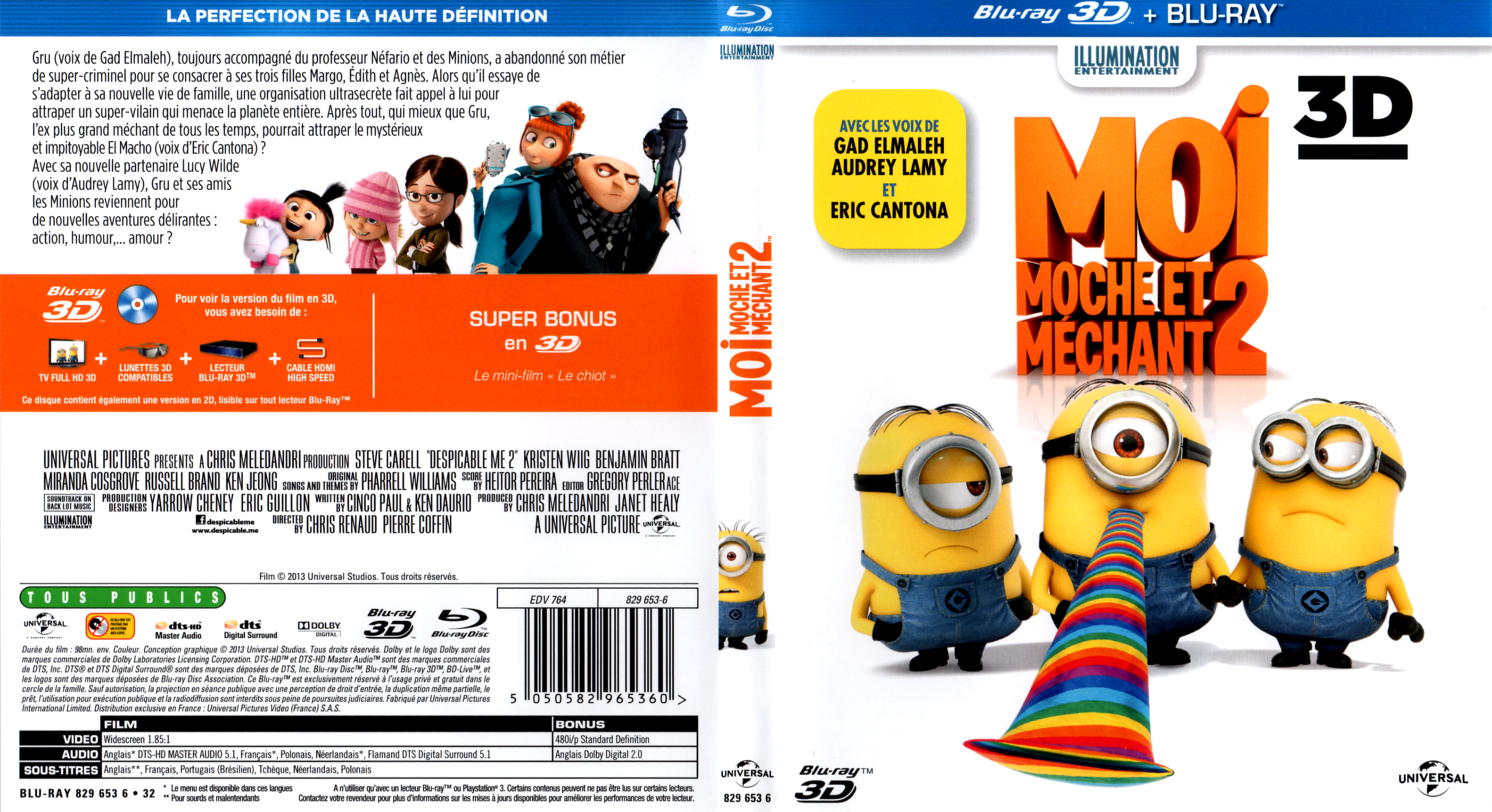 Jaquette DVD Moi moche et mchant 2 3D (BLU-RAY)