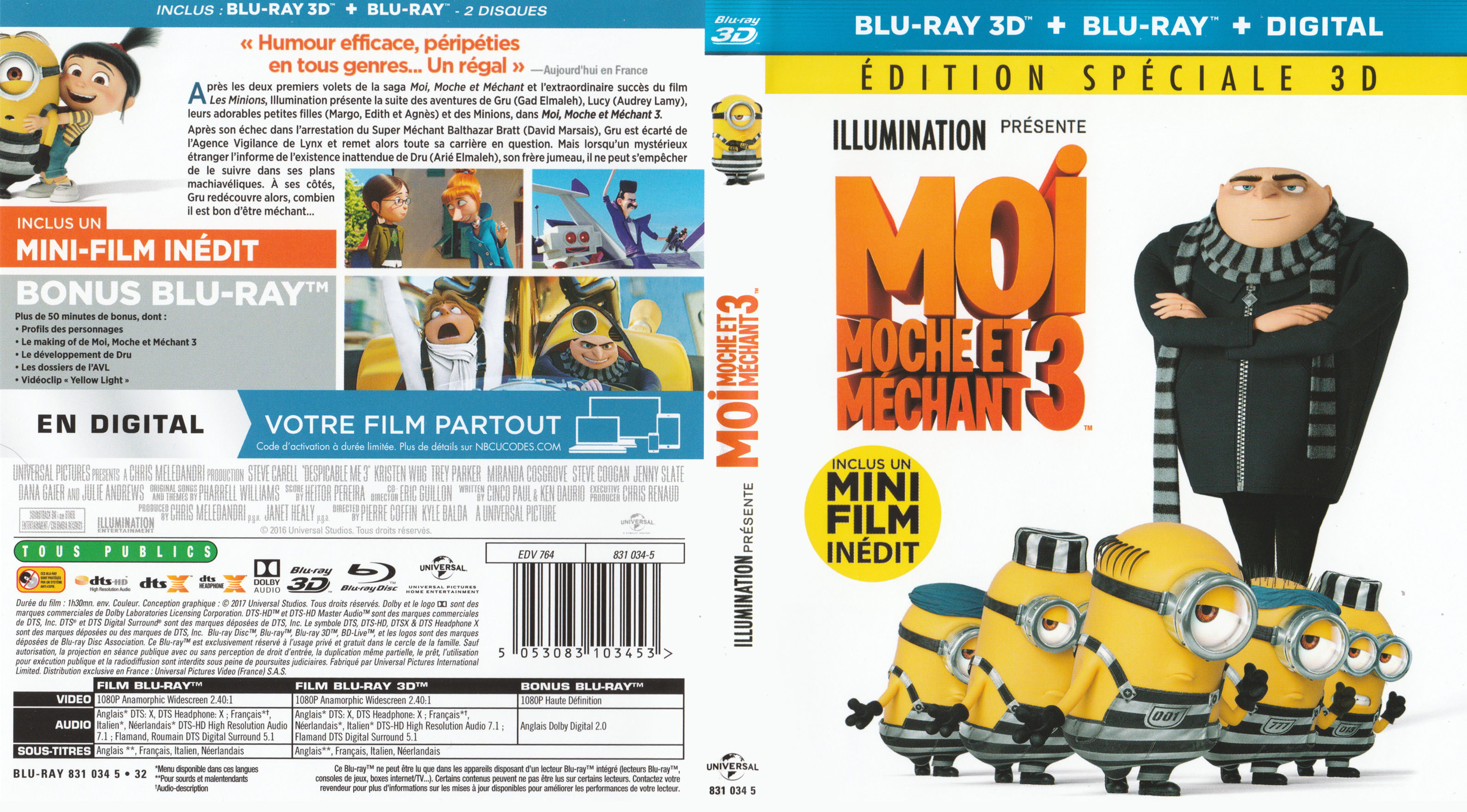 Jaquette DVD Moi moche et mechant 3 3D (BLU-RAY) v2