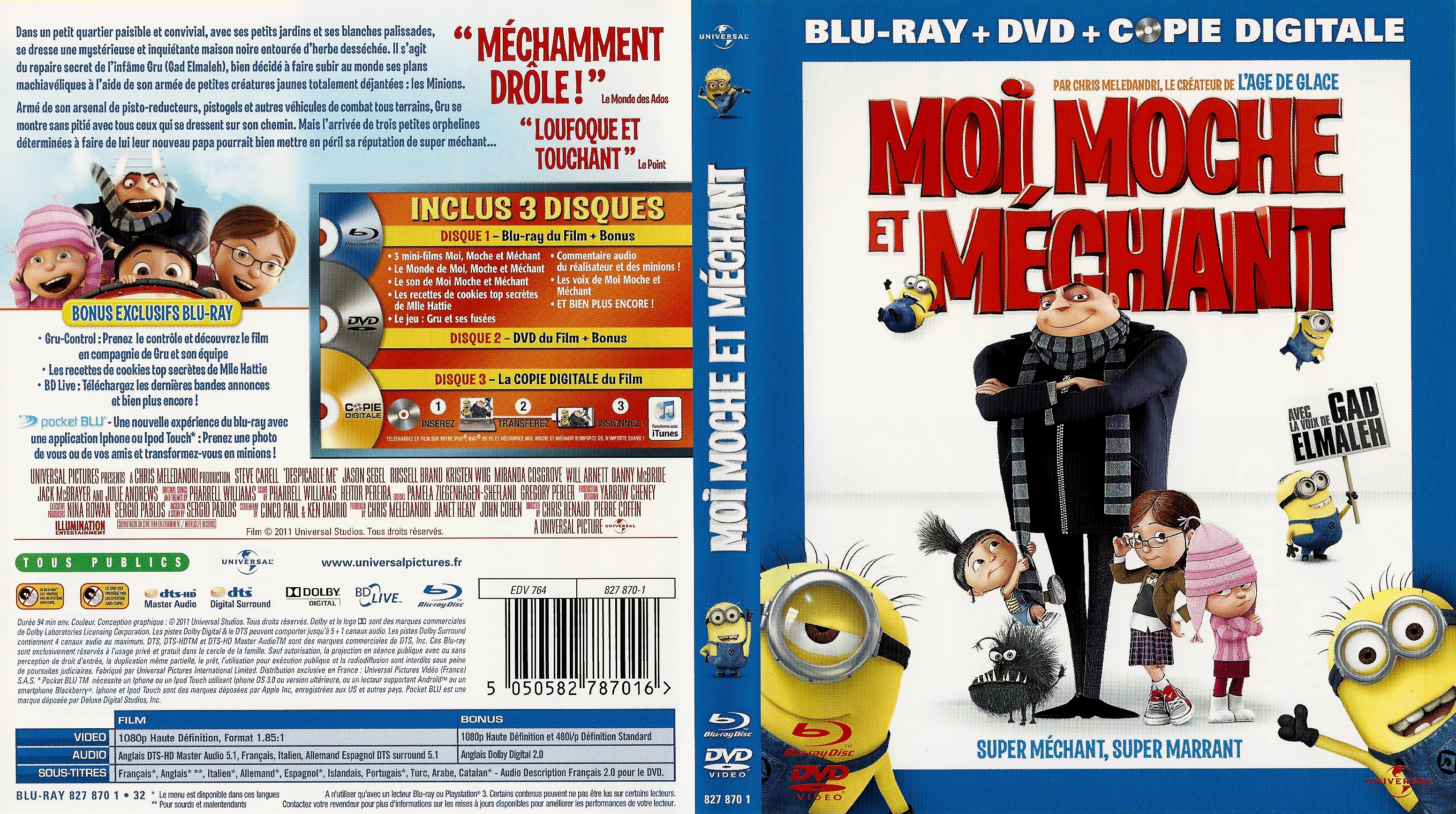 Jaquette DVD Moi moche et mchant (BLU-RAY) v2