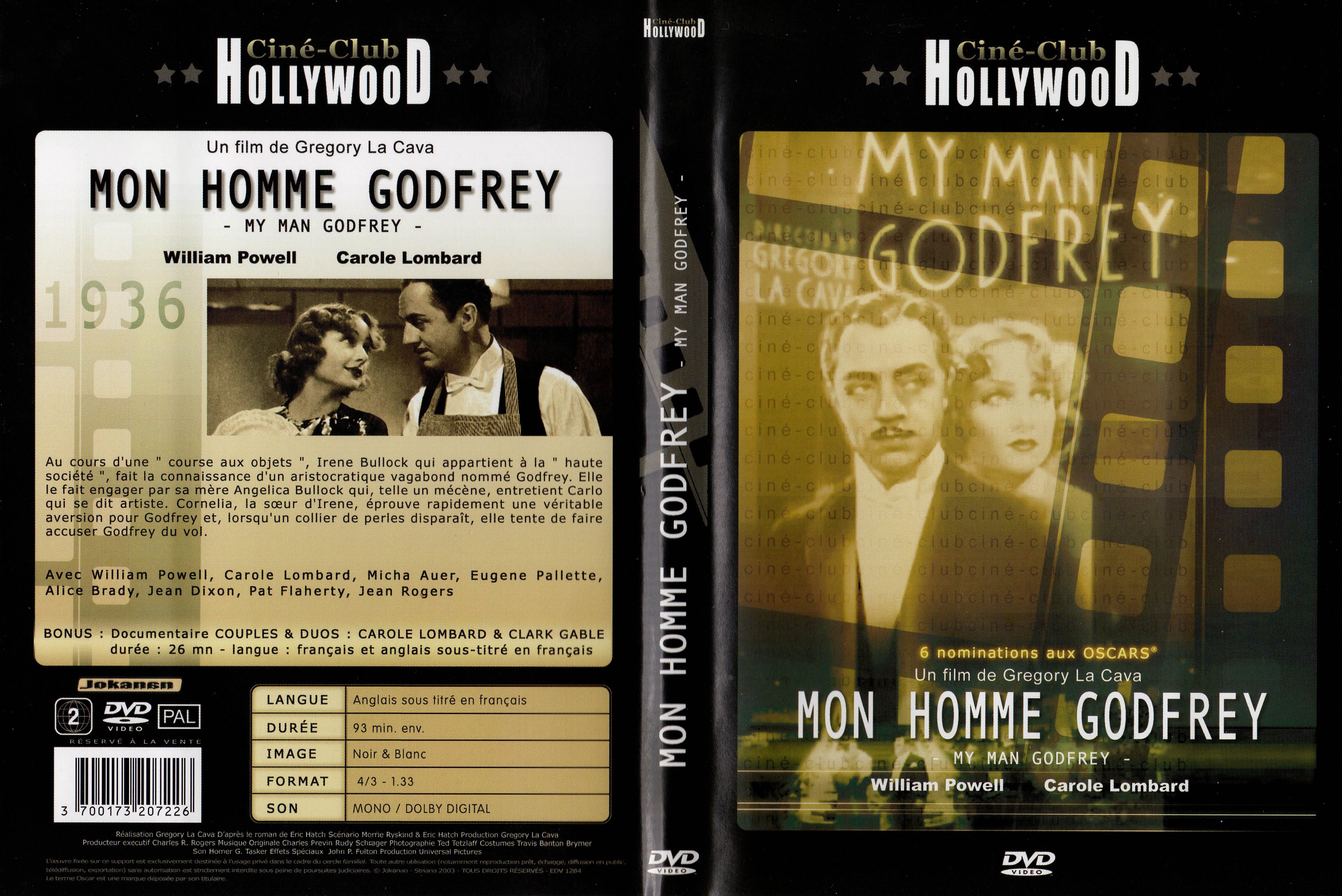 Jaquette DVD Mon homme Godfrey