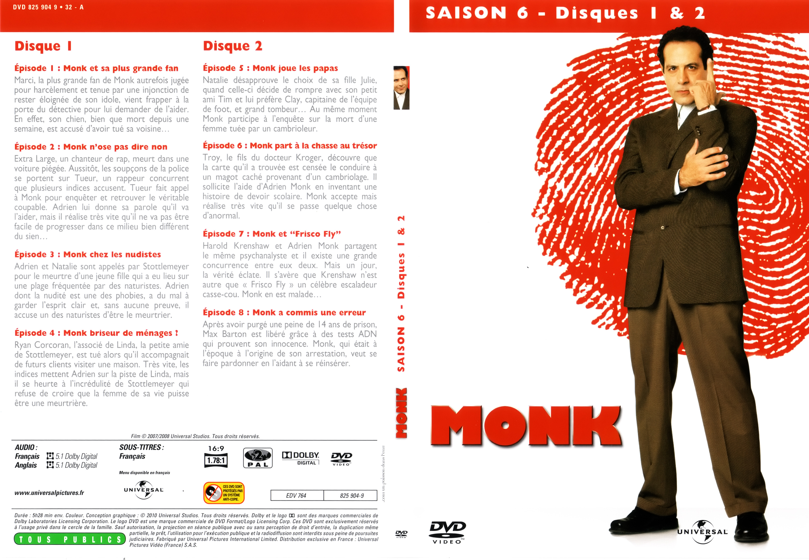 Jaquette DVD Monk saison 6 DVD 1