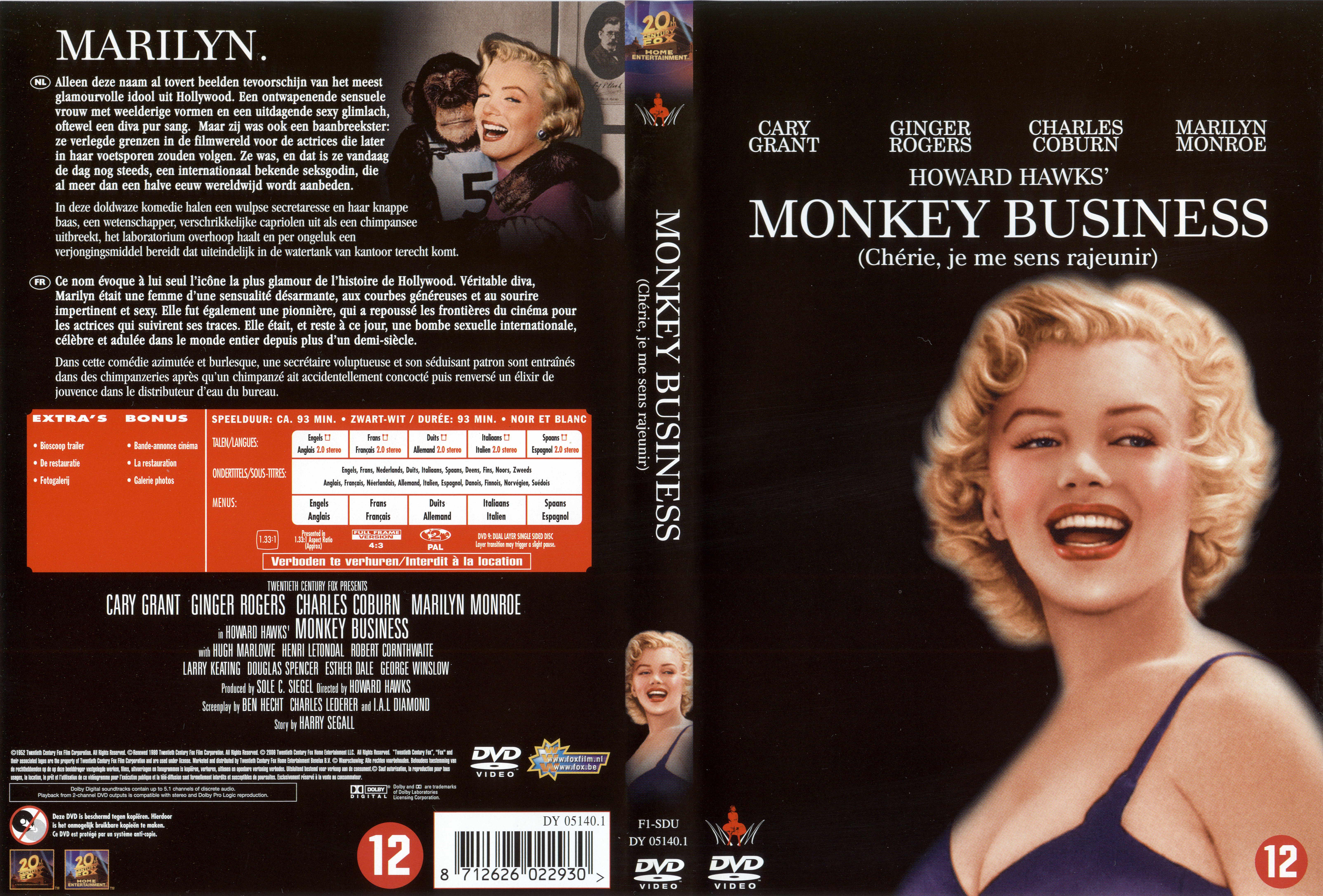 Jaquette DVD Monkey business - Chrie je me sens rajeunir
