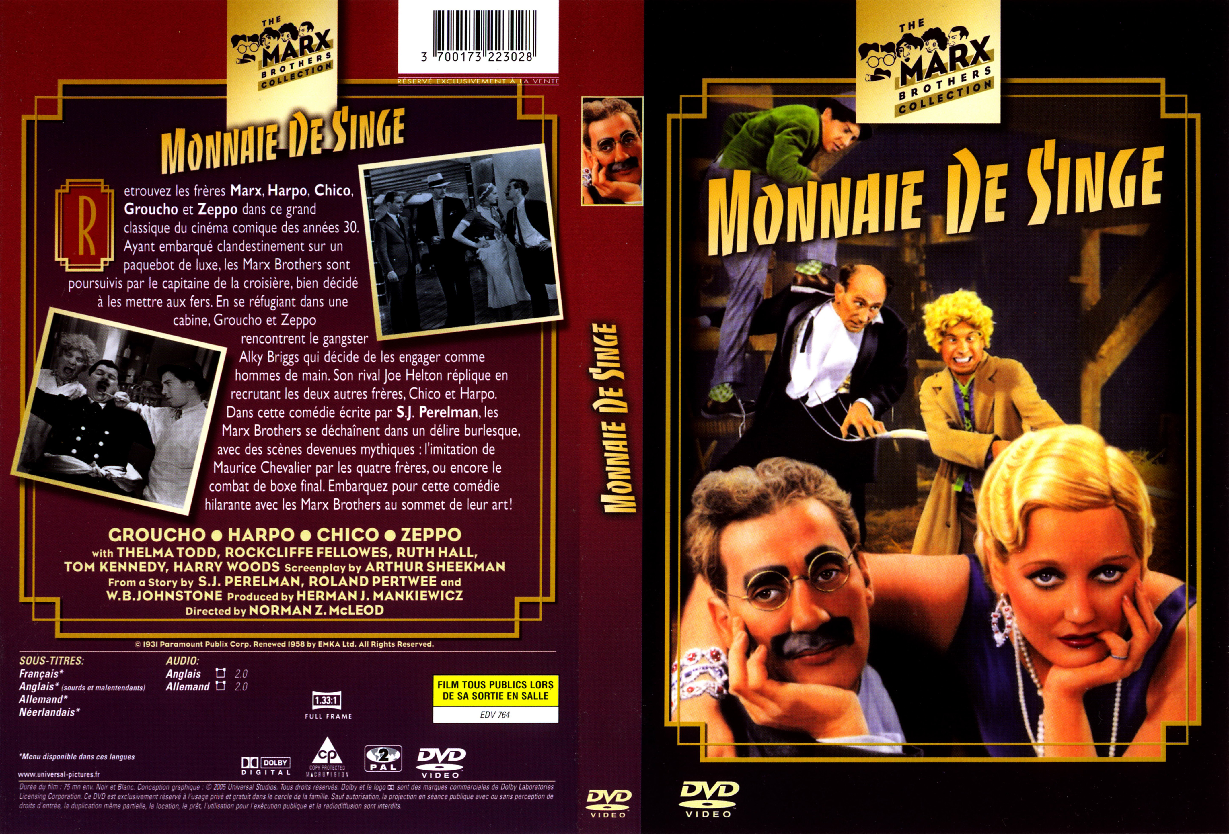 Jaquette DVD Monnaie de singe