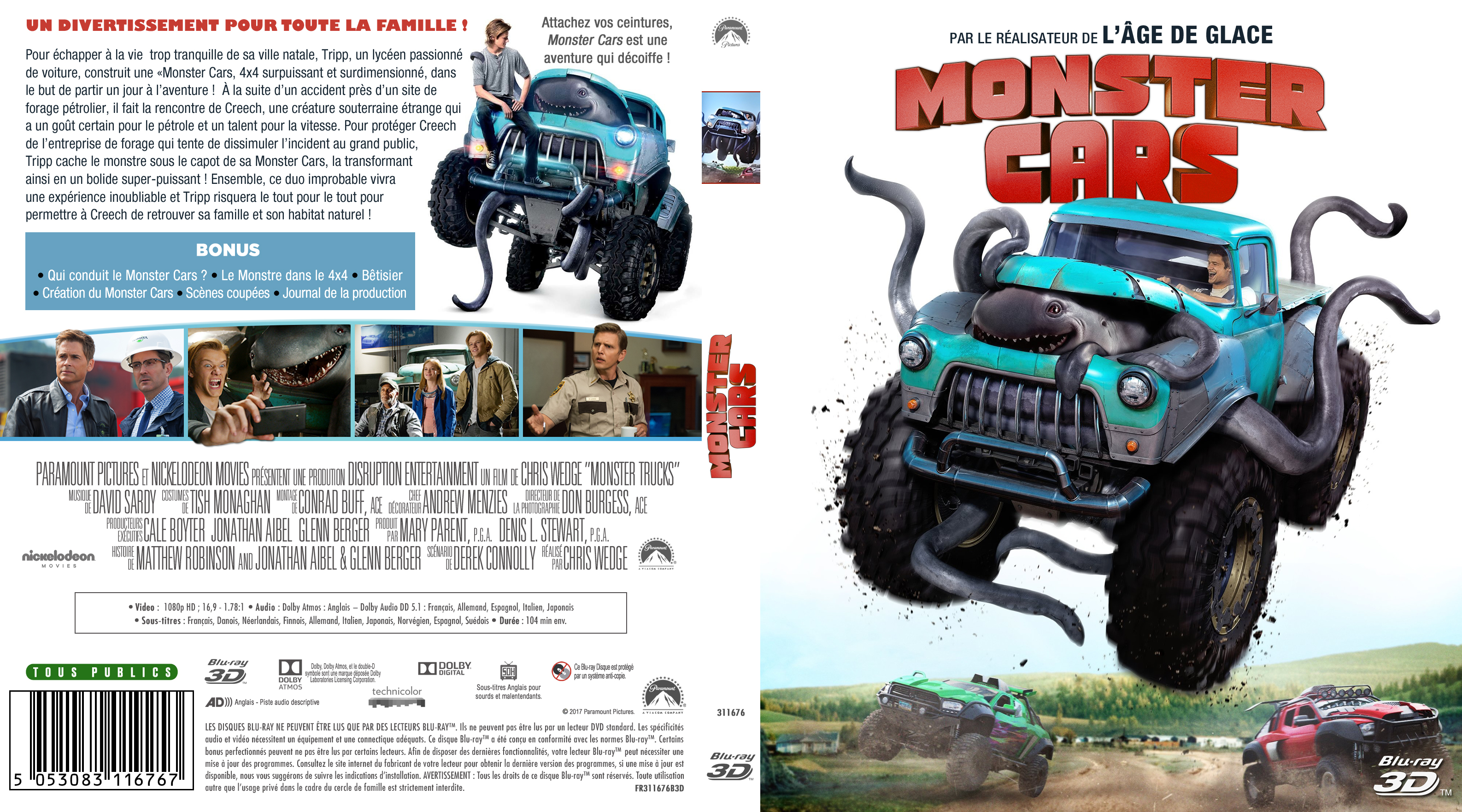 Jaquette DVD Monster Cars 3D custom (BLU-RAY)