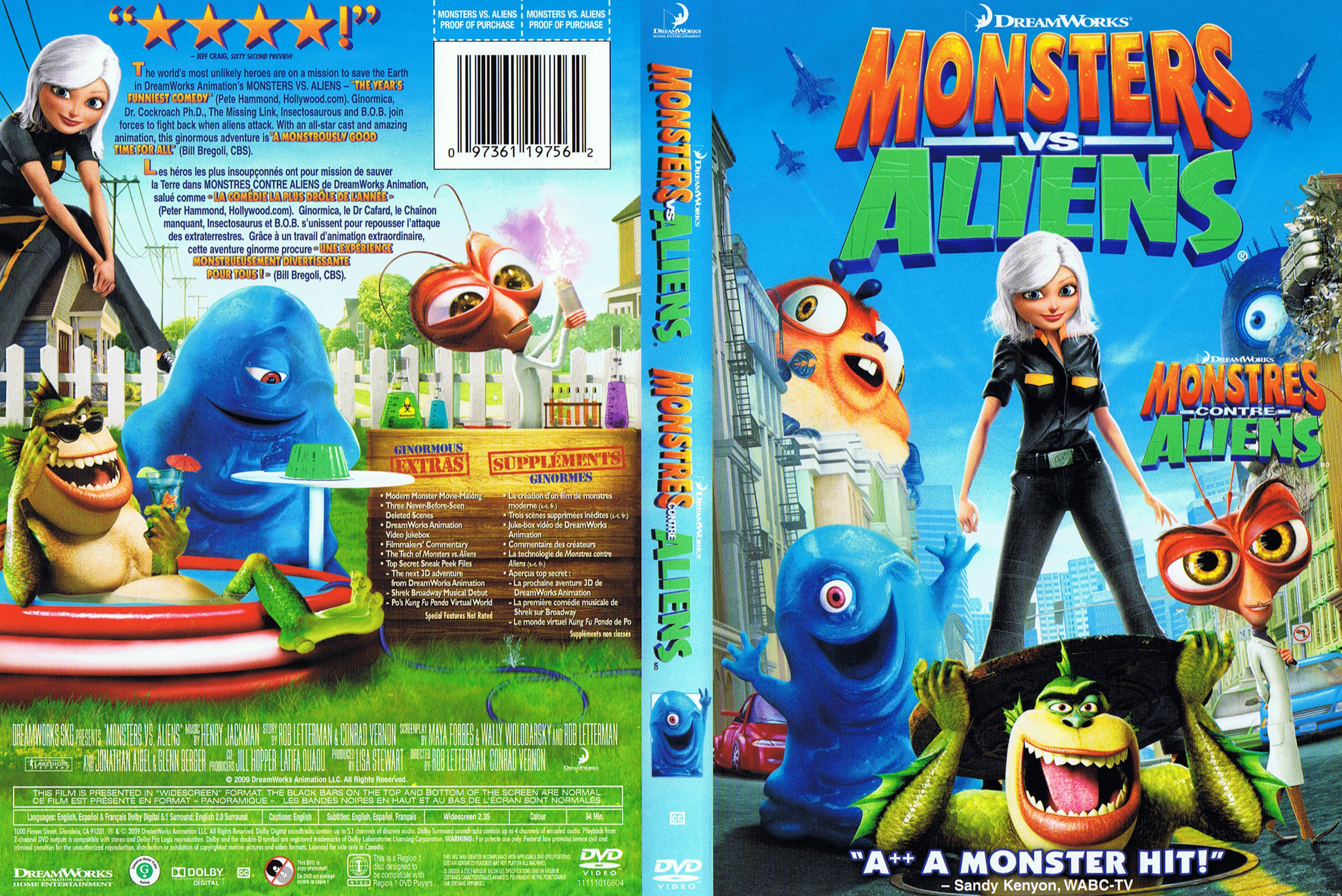 Jaquette DVD Monsters vs Aliens - Monstres contre Aliens (Canadienne)