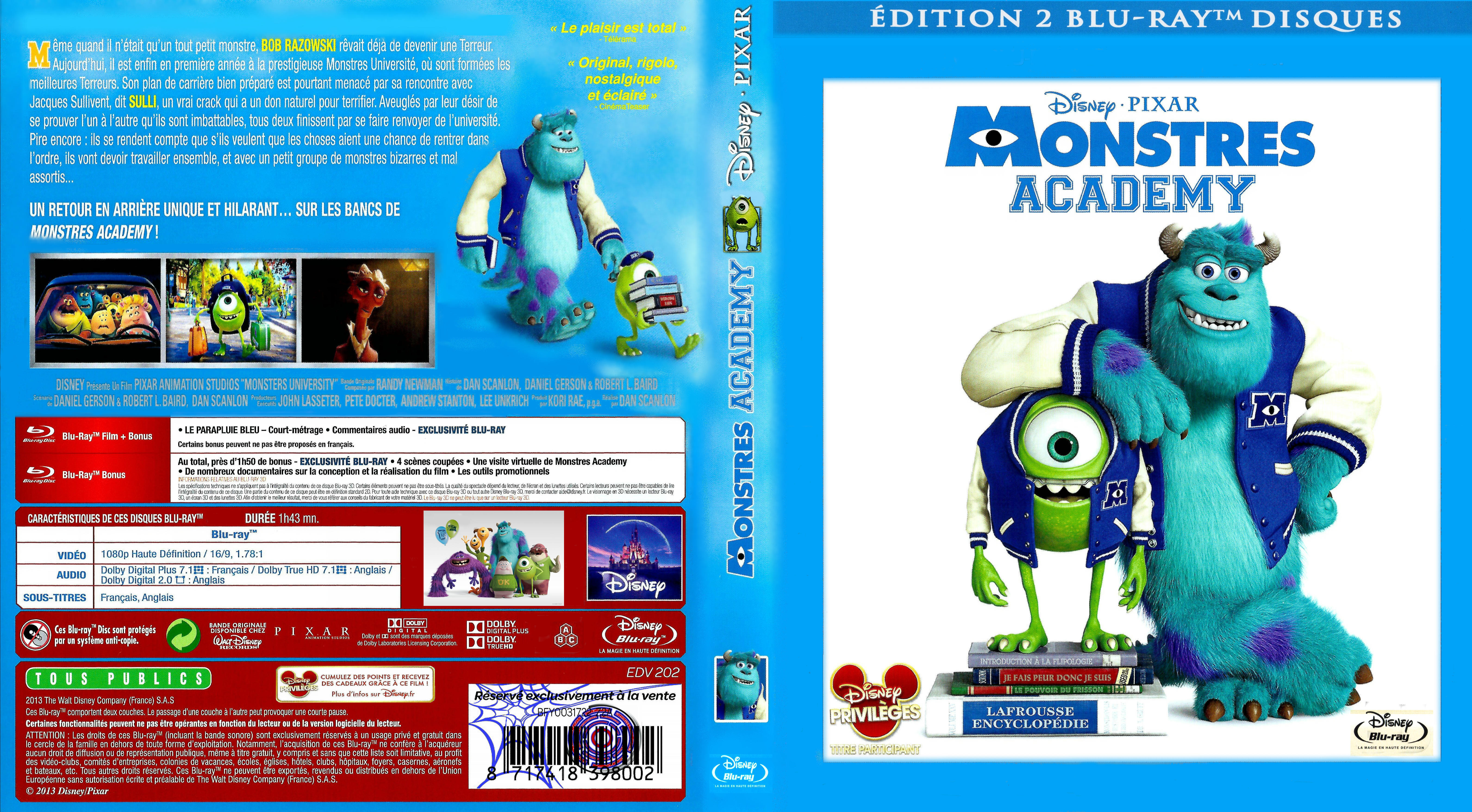 Jaquette DVD Monstres Academy custom (BLU-RAY)