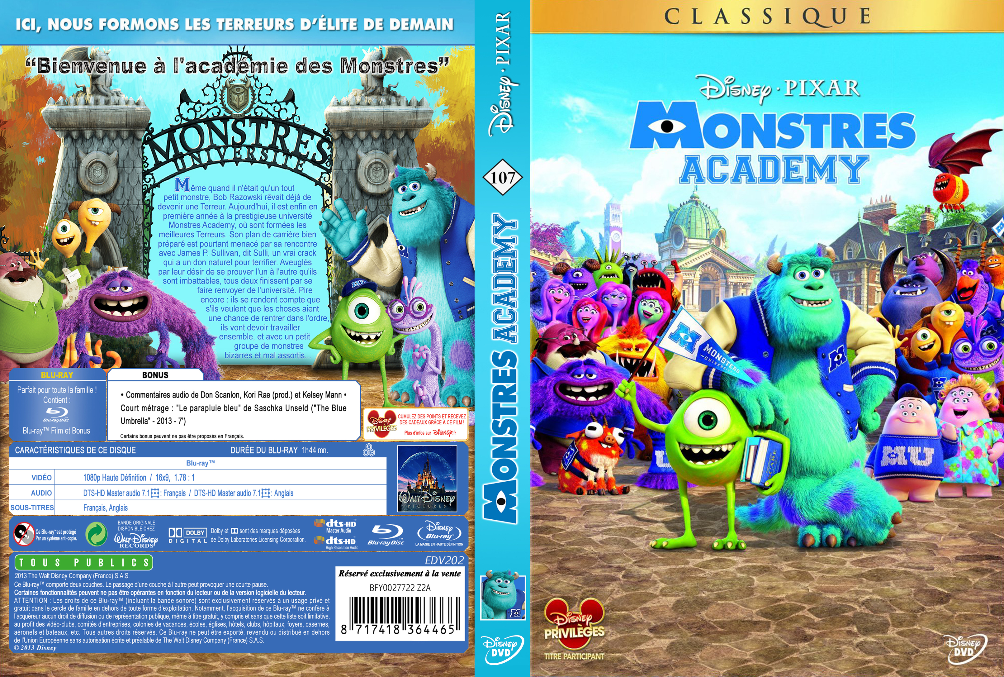 Jaquette DVD Monstres Academy custom v2