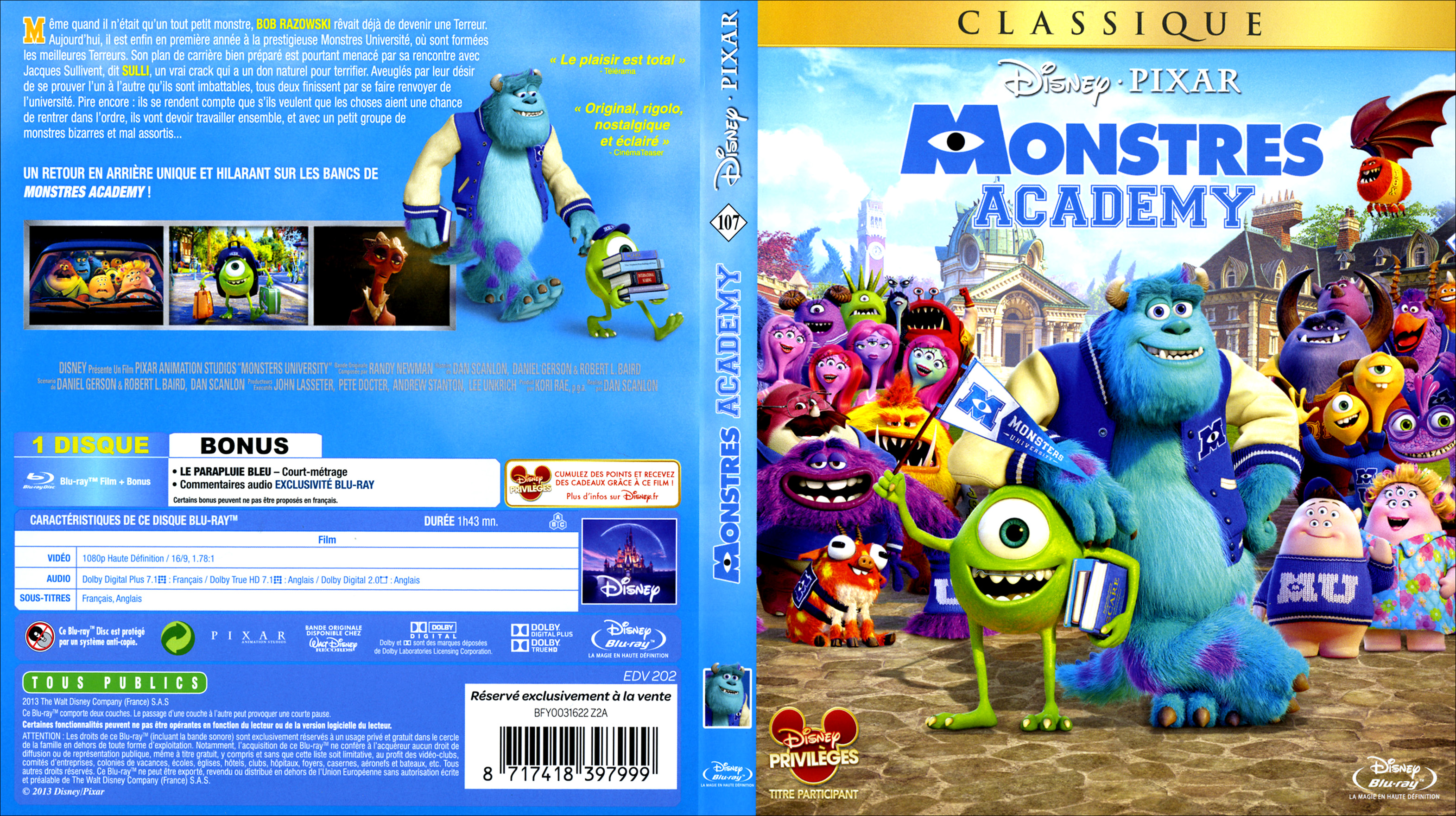 Jaquette DVD Monstres academy (BLU-RAY)