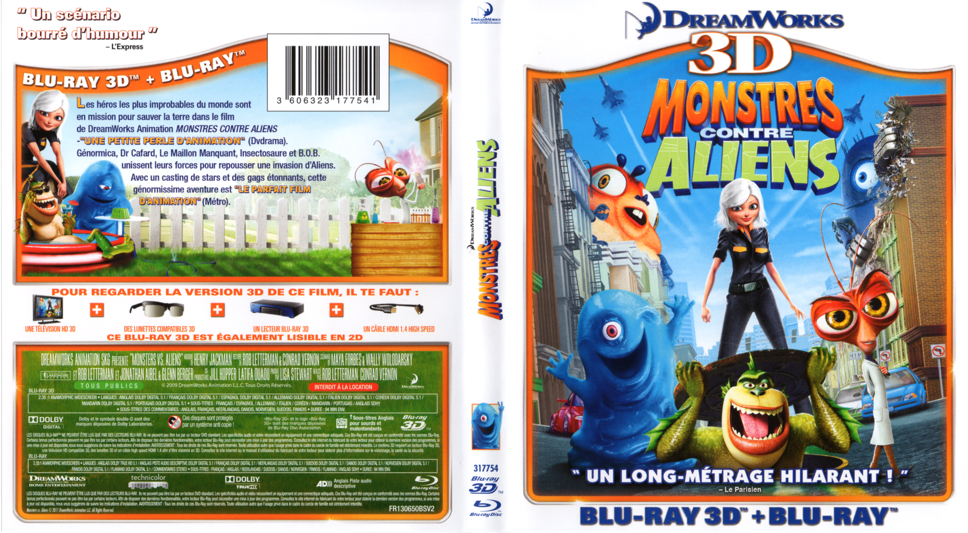 Jaquette DVD Monstres contre aliens 3D (BLU-RAY)