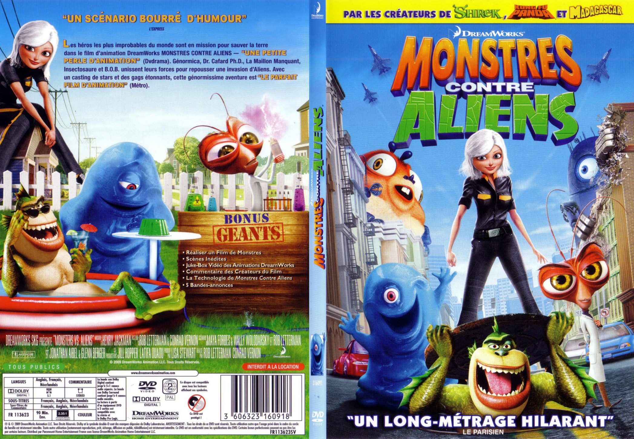Jaquette DVD Monstres contre aliens - SLIM