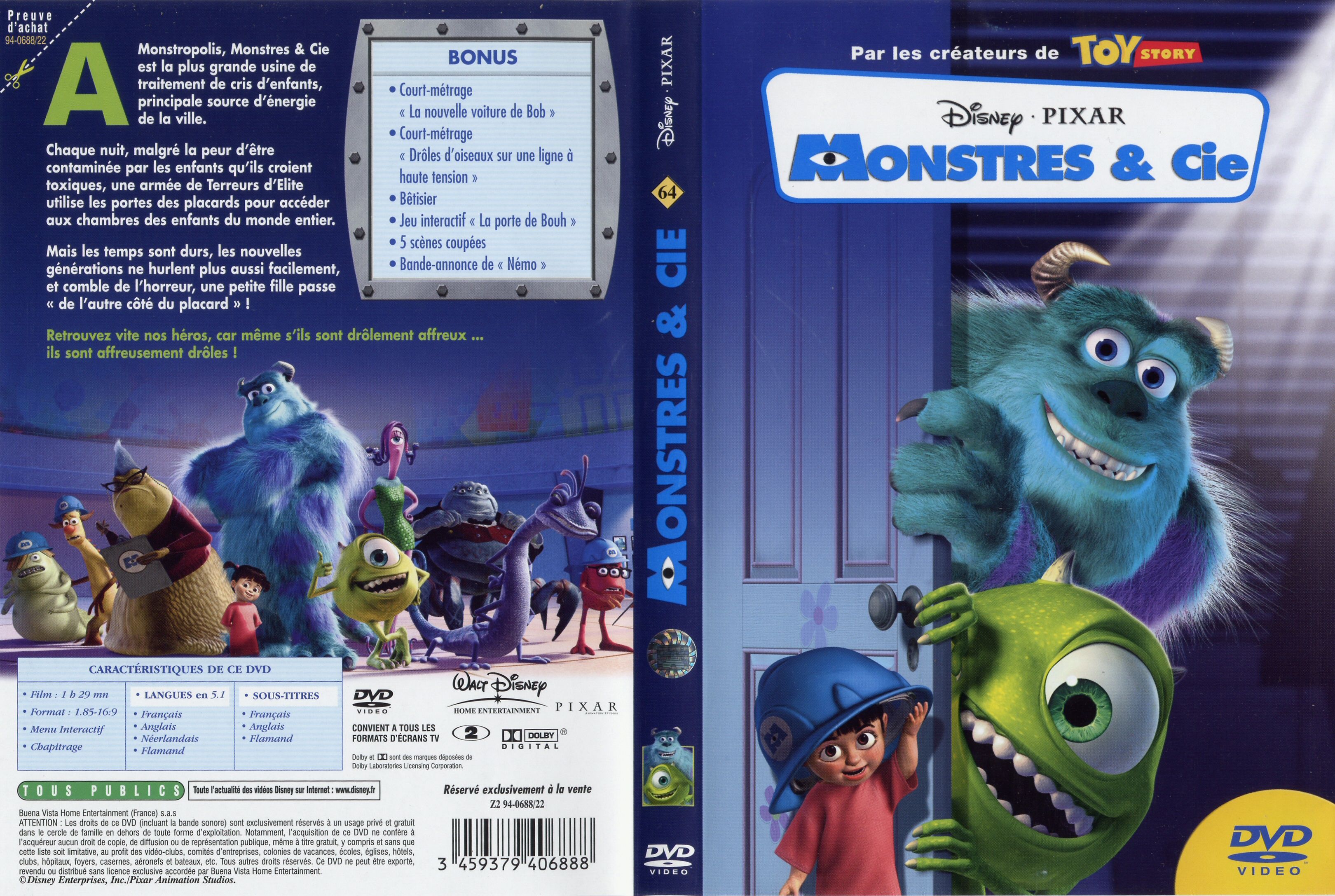 Jaquette DVD Monstres et Cie v2