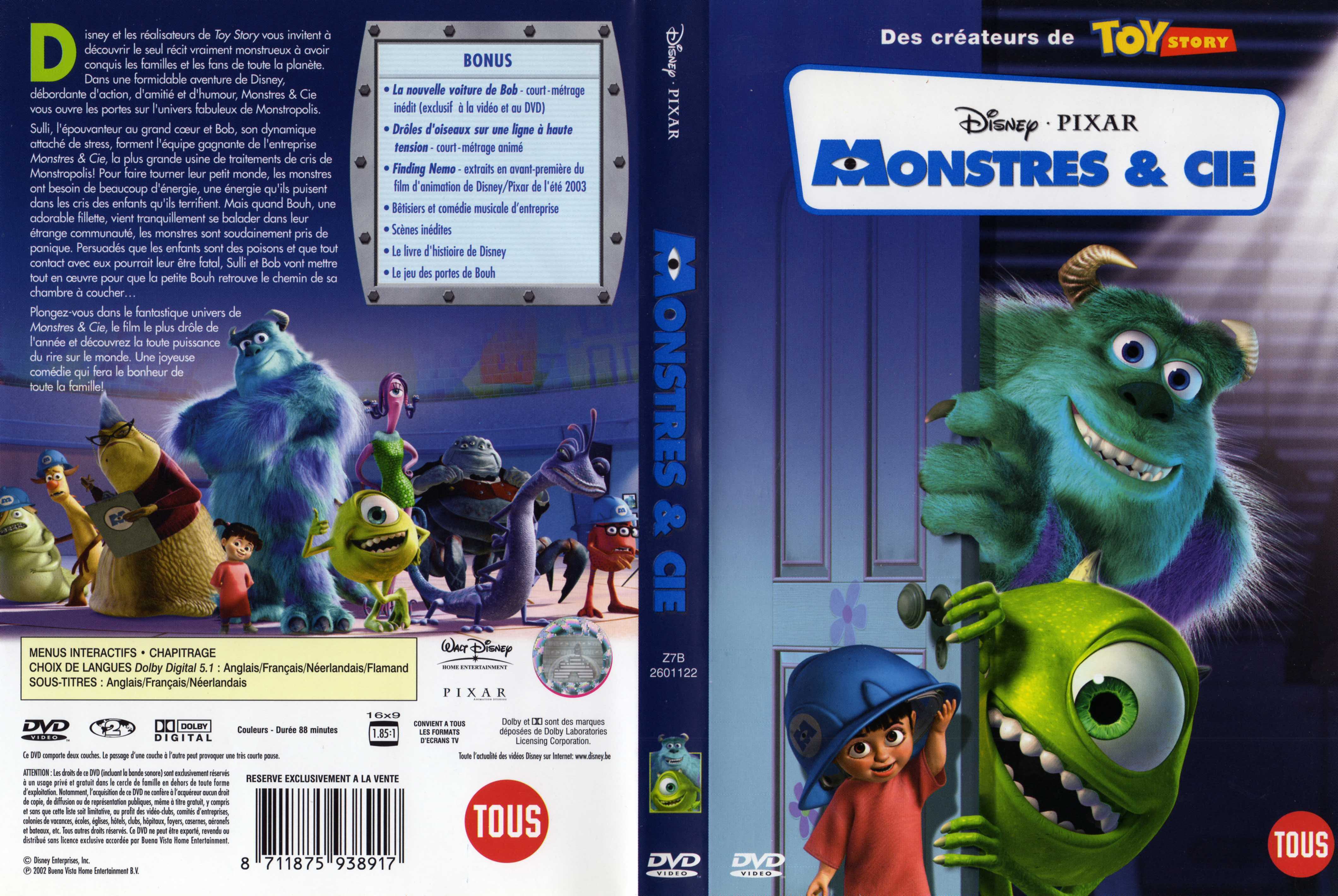 Jaquette DVD Monstres et Cie v3