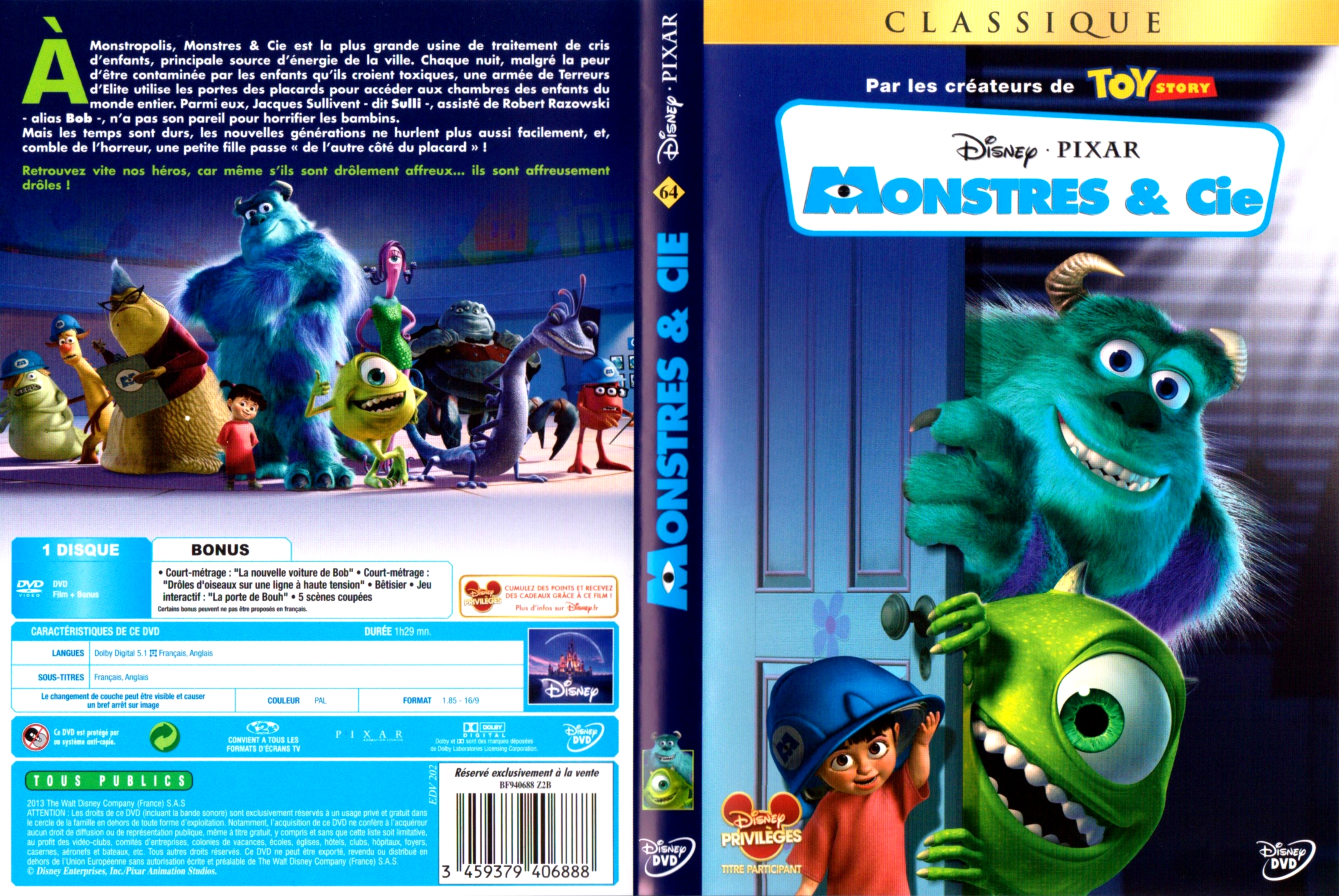 Jaquette DVD Monstres et Cie v4