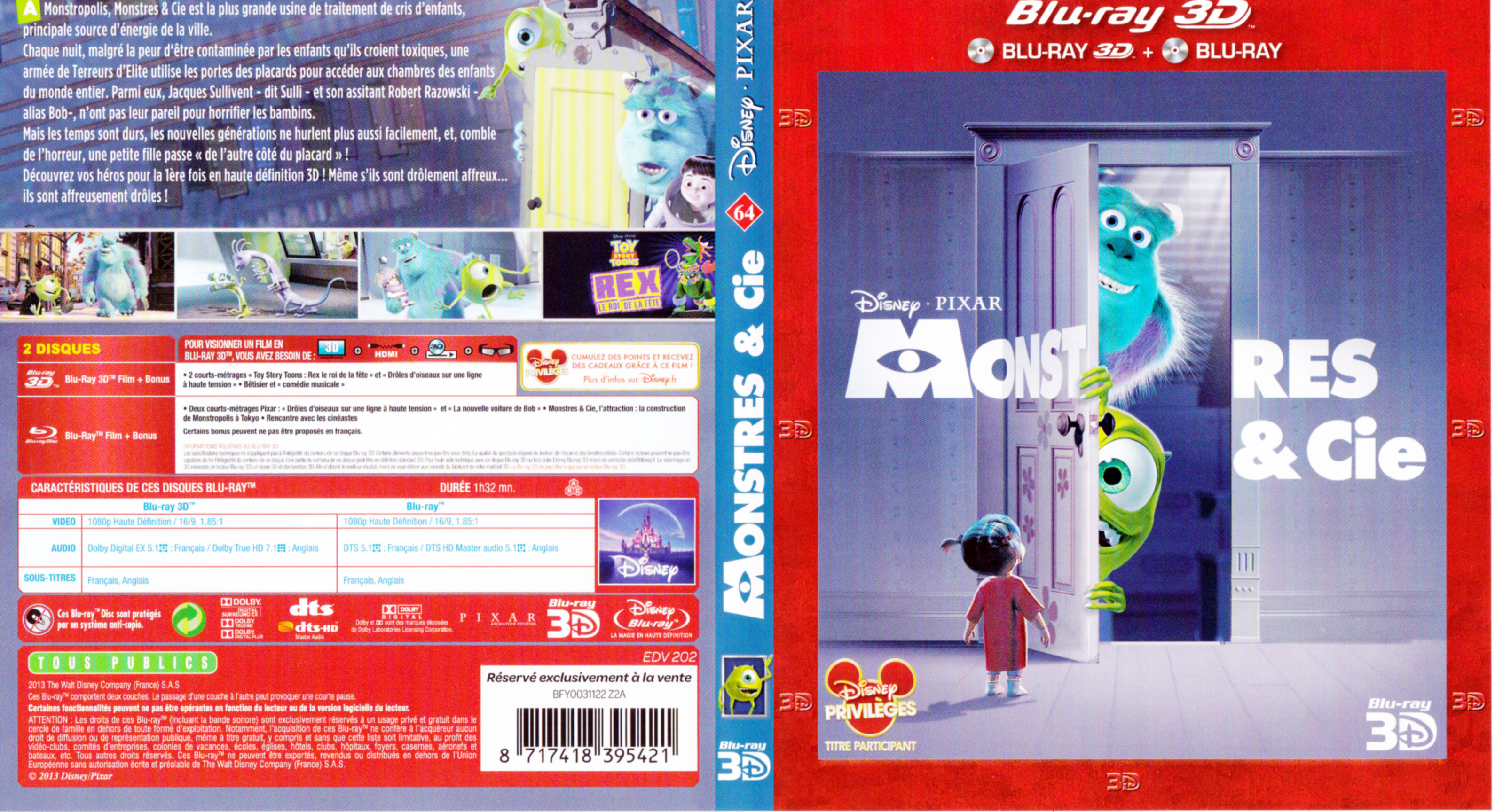 Jaquette DVD Monstres et cie 3D (BLU-RAY)