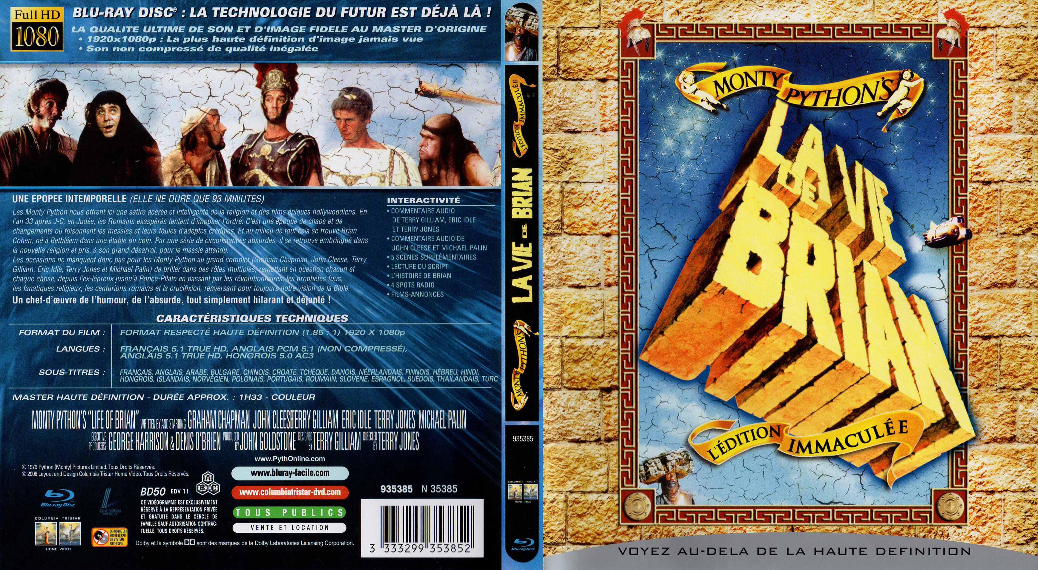 Jaquette DVD Monty Python la vie de Brian (BLU-RAY)