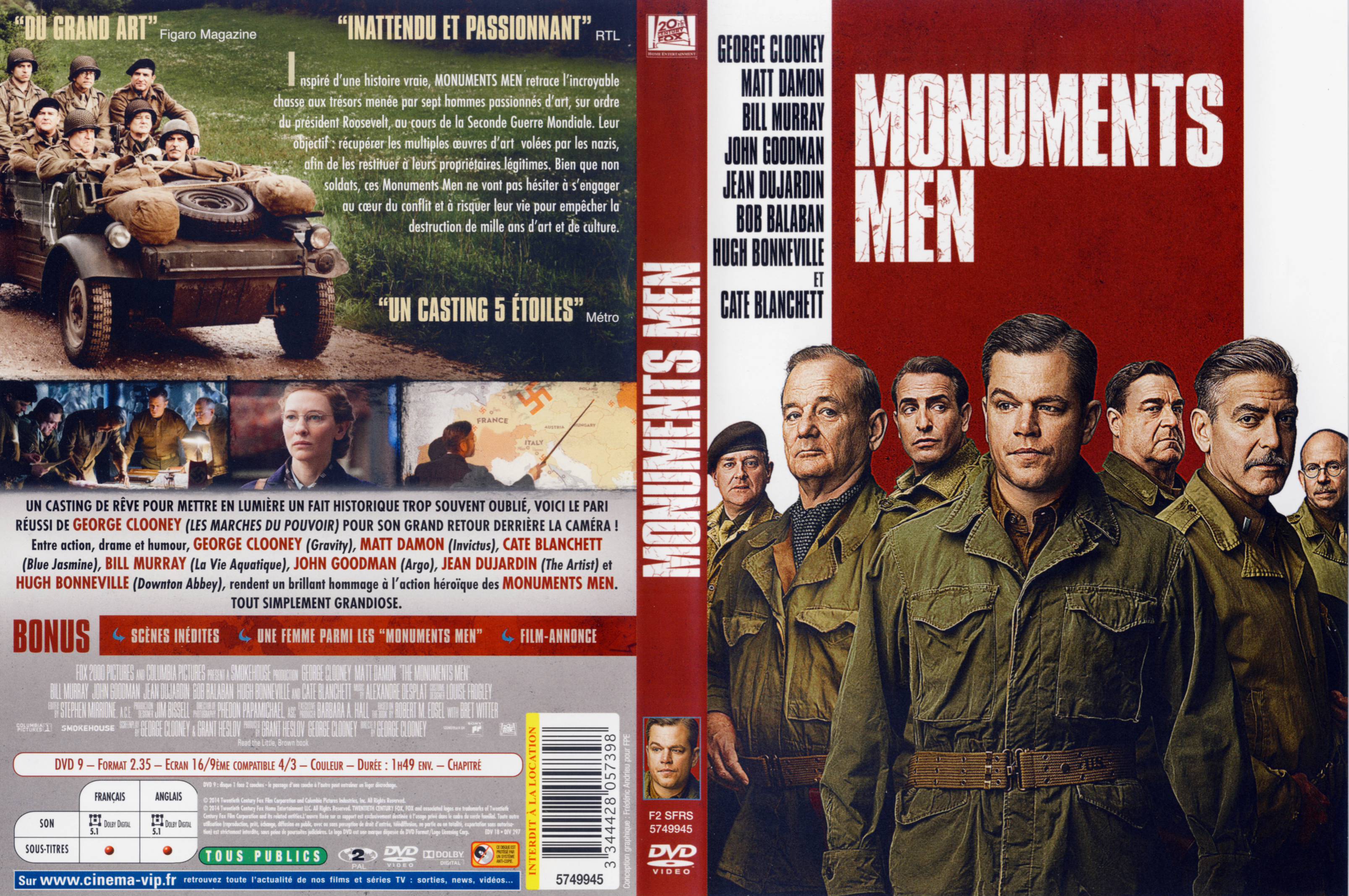 Jaquette DVD Monuments Men