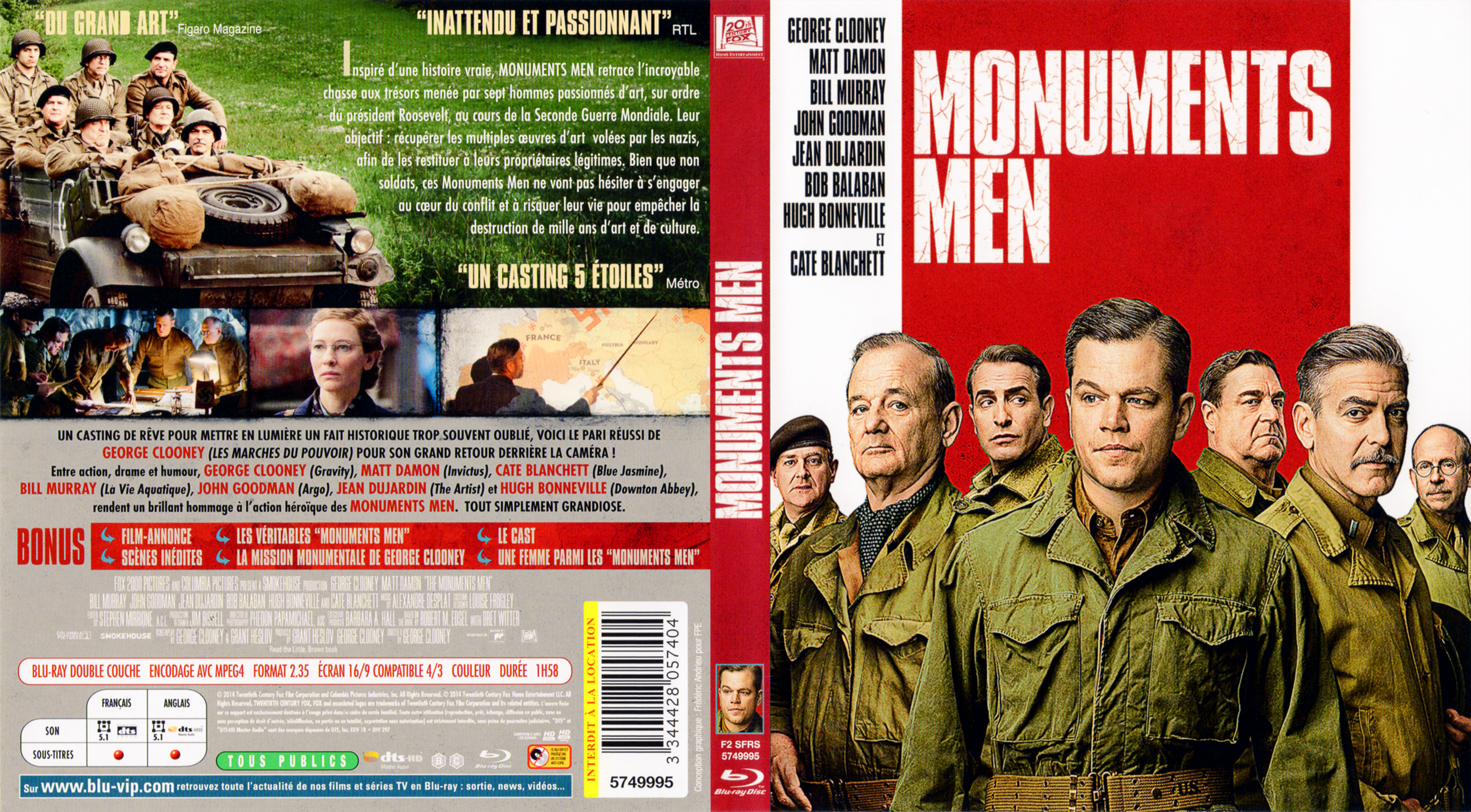 Jaquette DVD Monuments men (BLU-RAY)