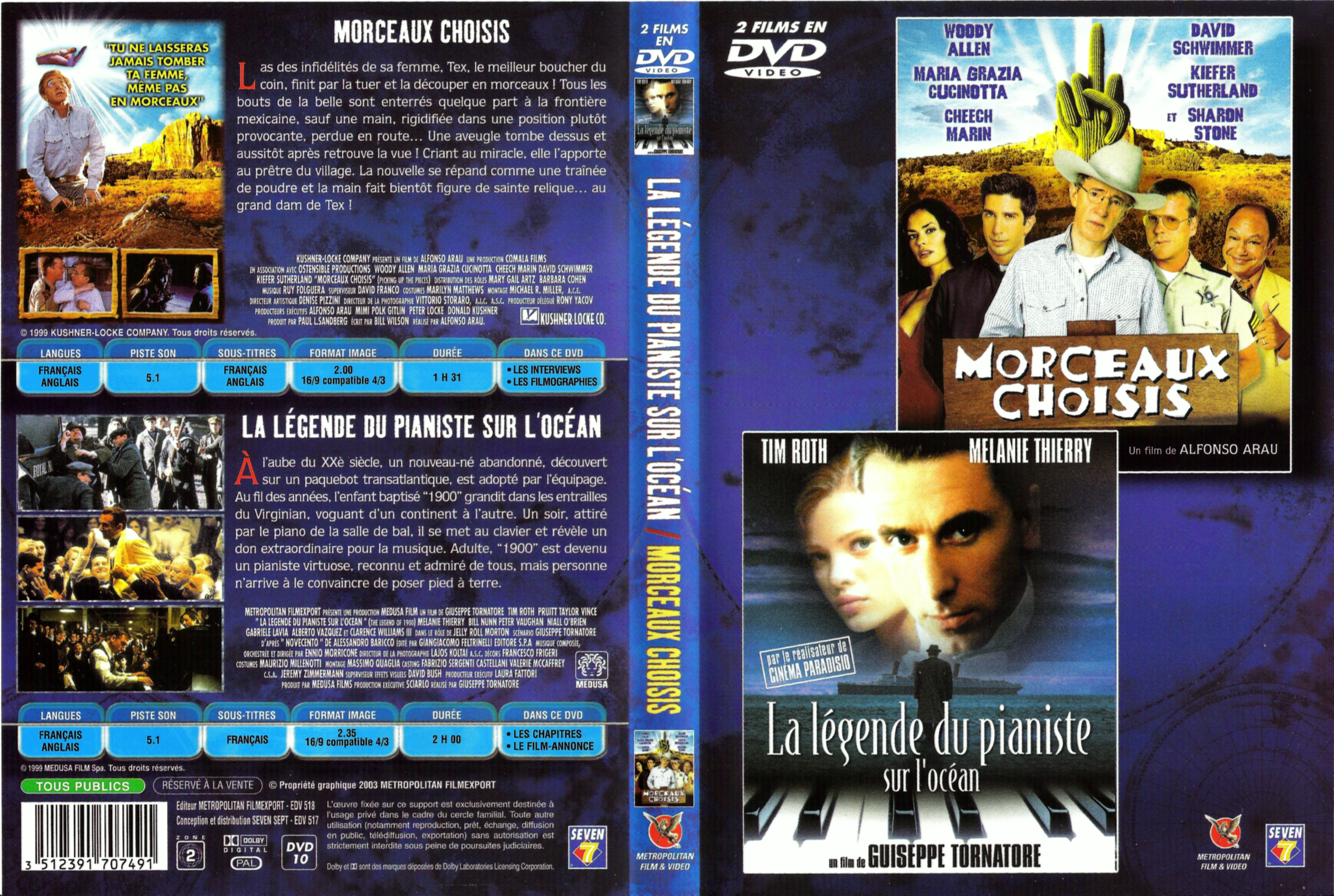 Jaquette DVD Morceaux choisis + La lgende du pianiste sur l