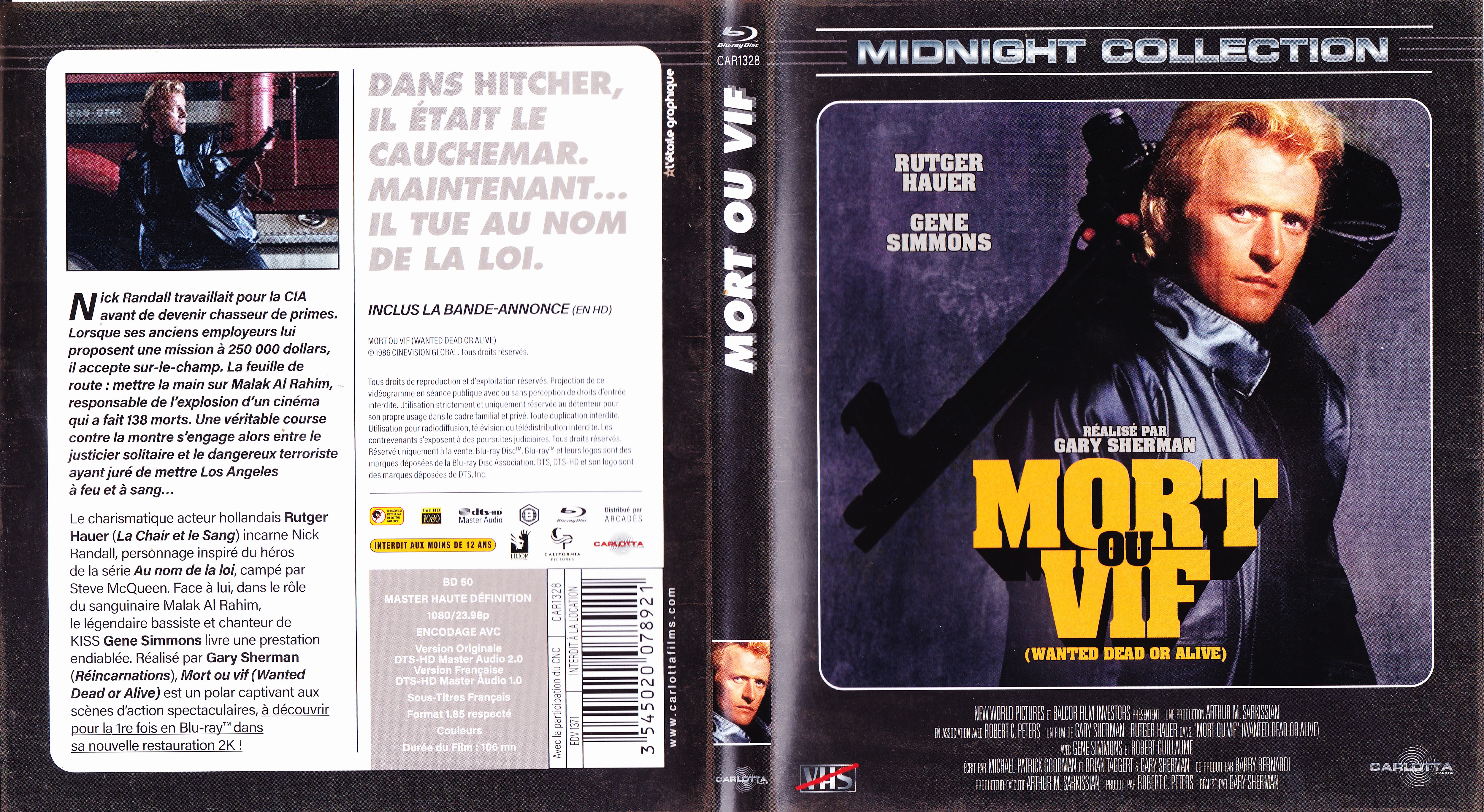 Jaquette DVD Mort ou vif (Rutger Hauer) (BLU-RAY)