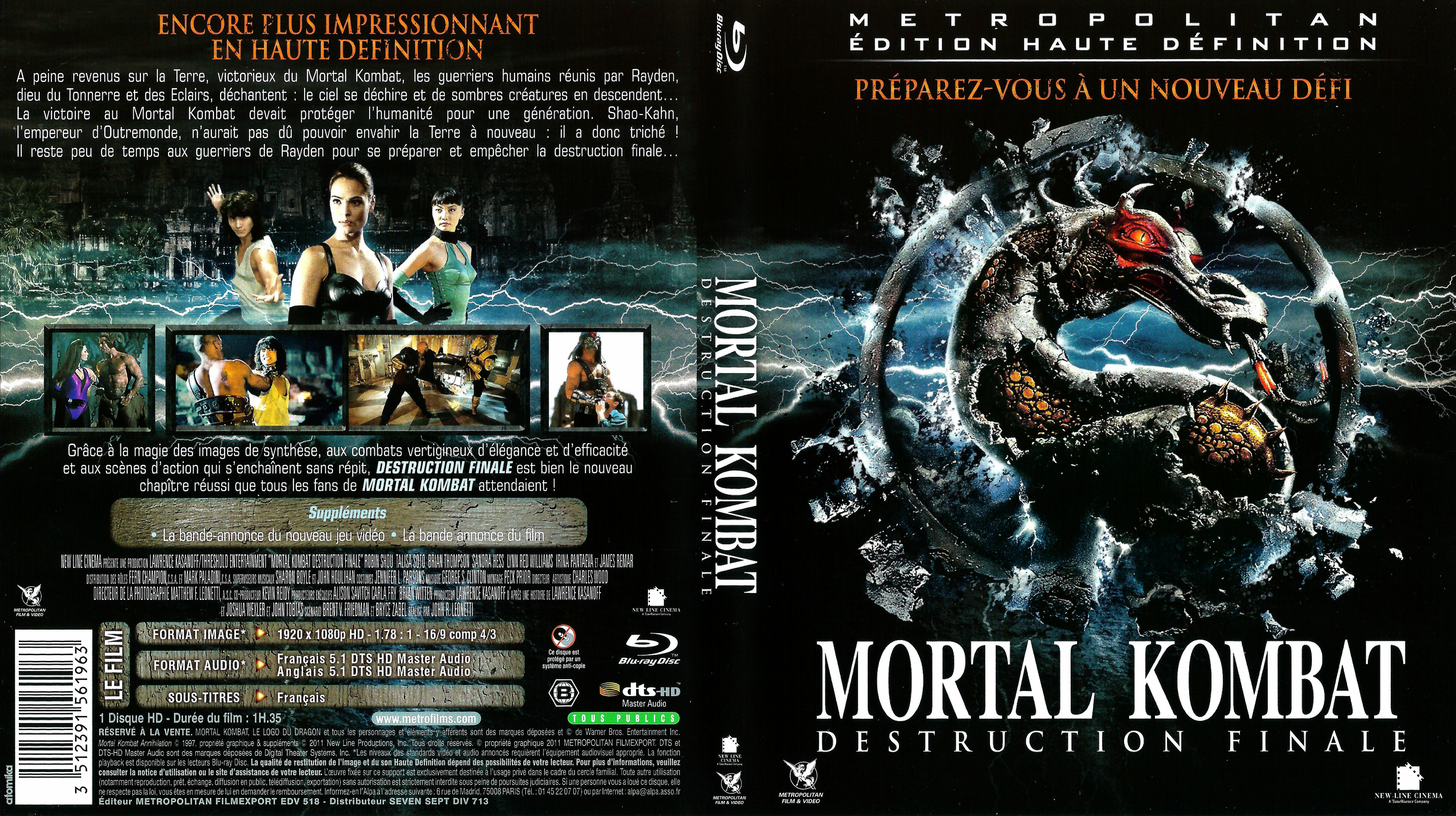 Jaquette DVD Mortal Kombat, destruction finale (BLU-RAY)