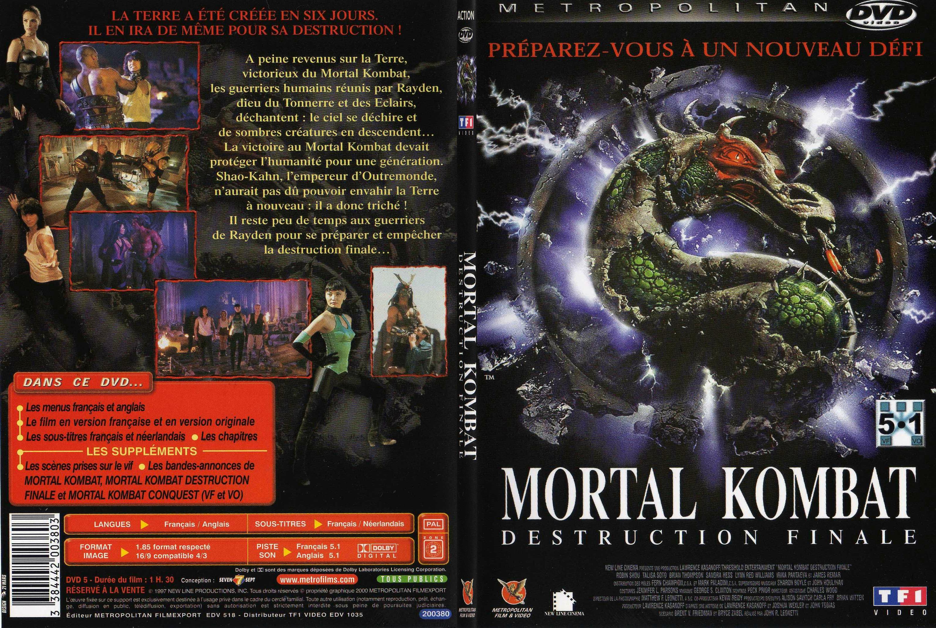 Jaquette DVD Mortal Kombat destruction finale - SLIM